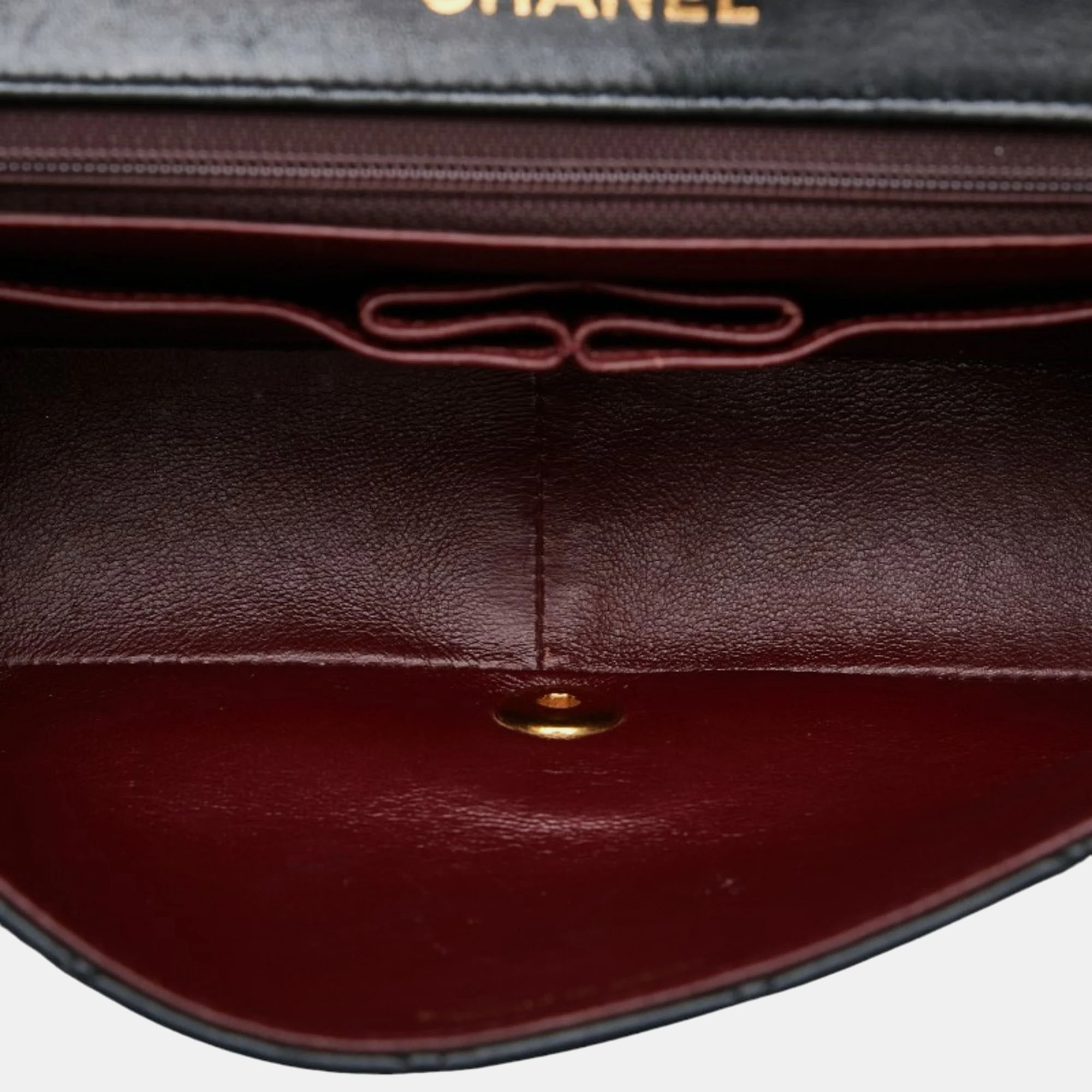 Chanel Black Leather Full Flap Shoulder Bag