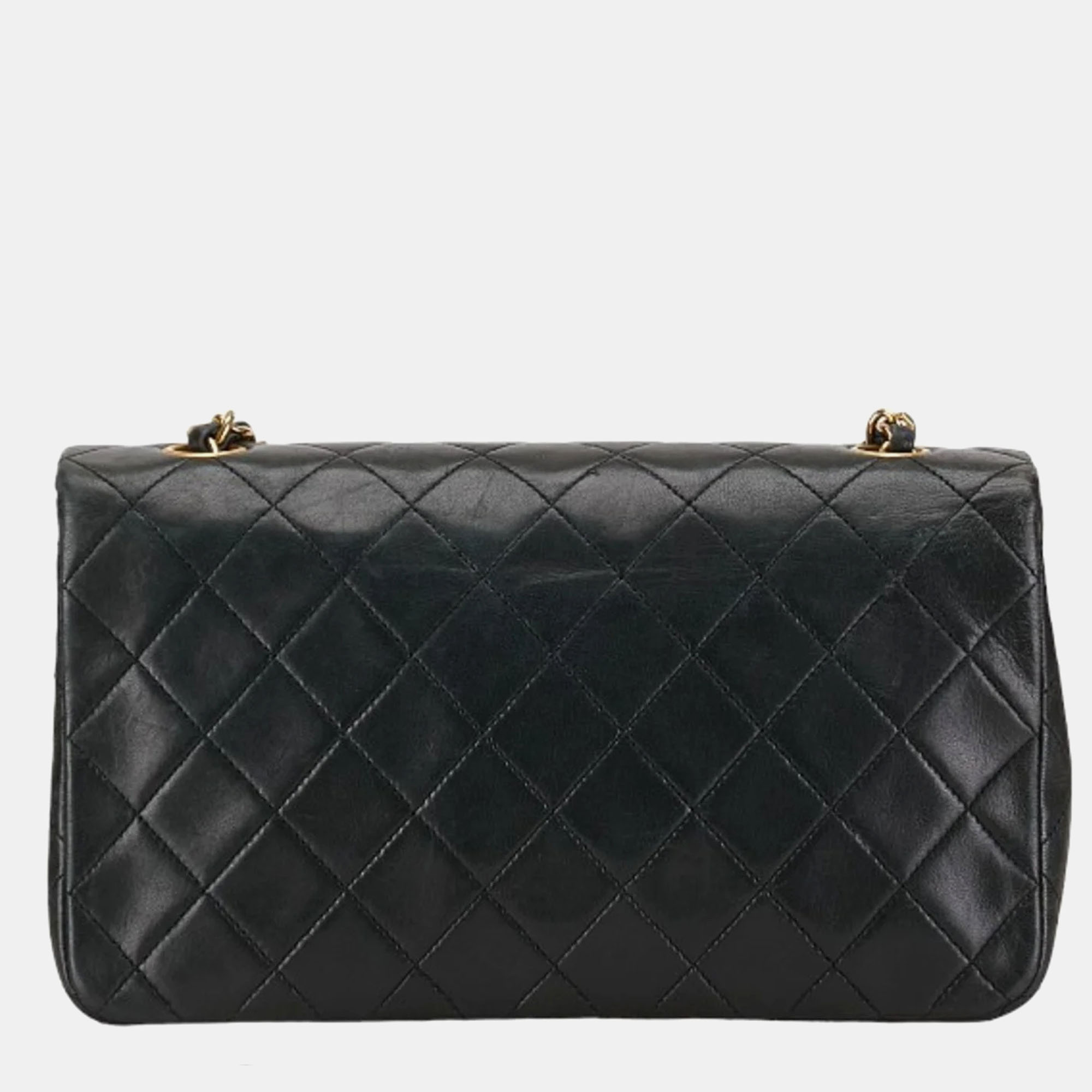 Chanel Black Leather Full Flap Shoulder Bag