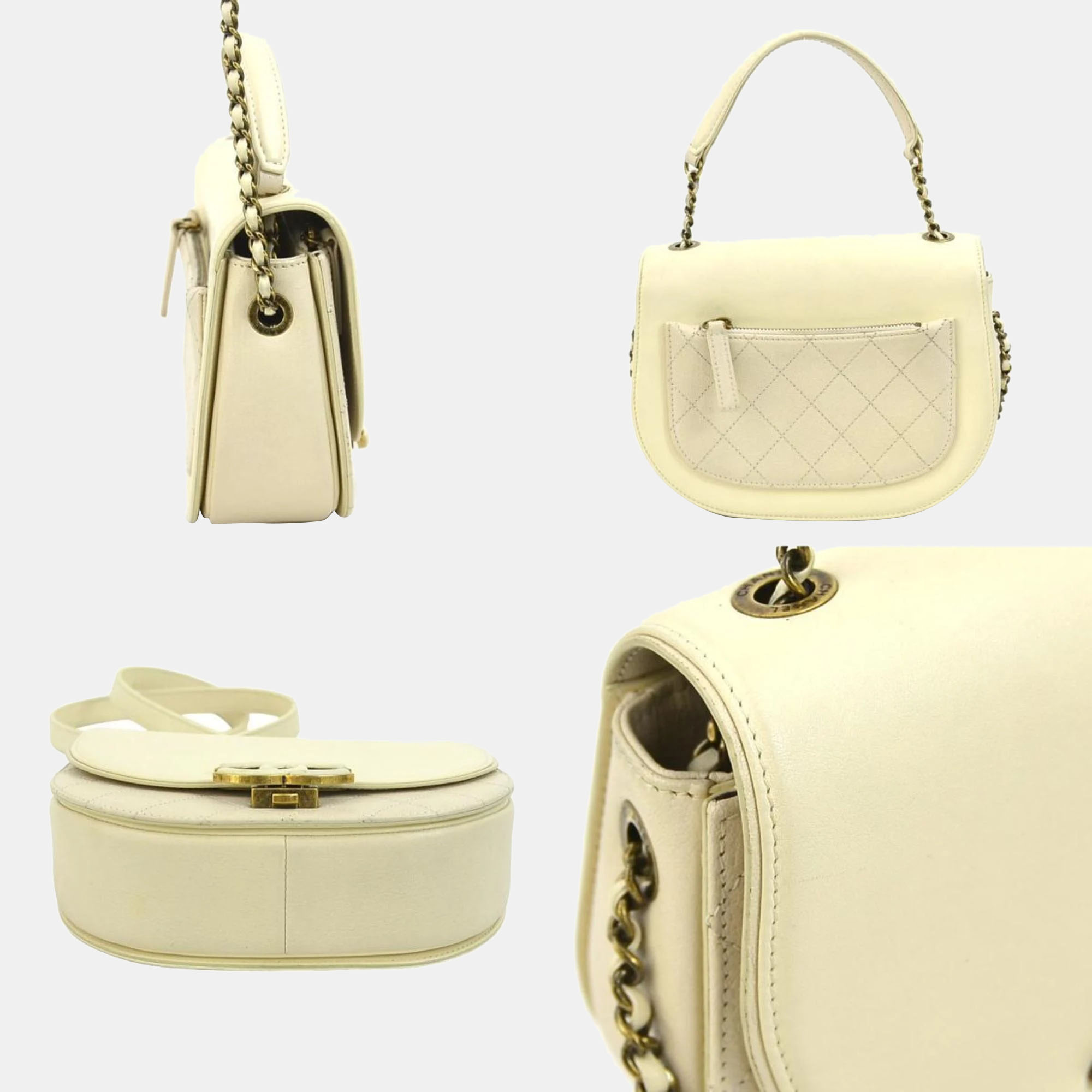 Chanel Cream Goatskin Leather Medium Coco Curve Shoulder Bag