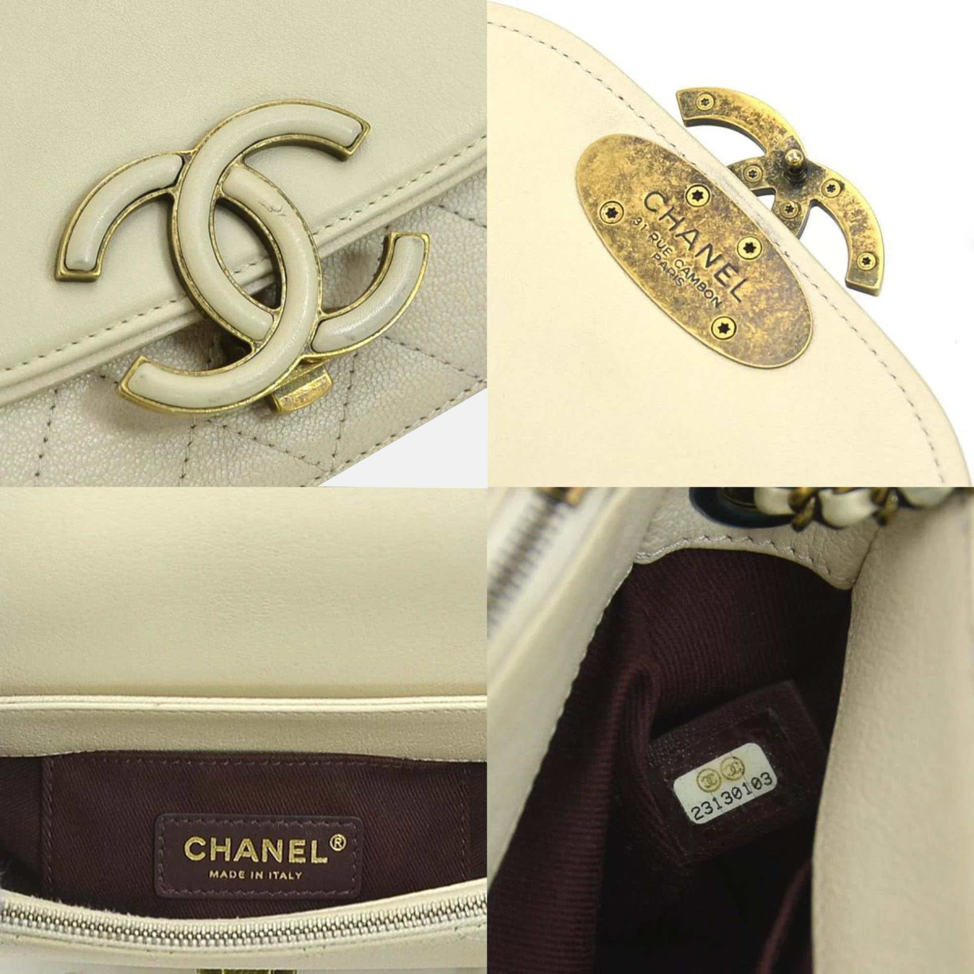 Chanel Cream Goatskin Leather Medium Coco Curve Shoulder Bag