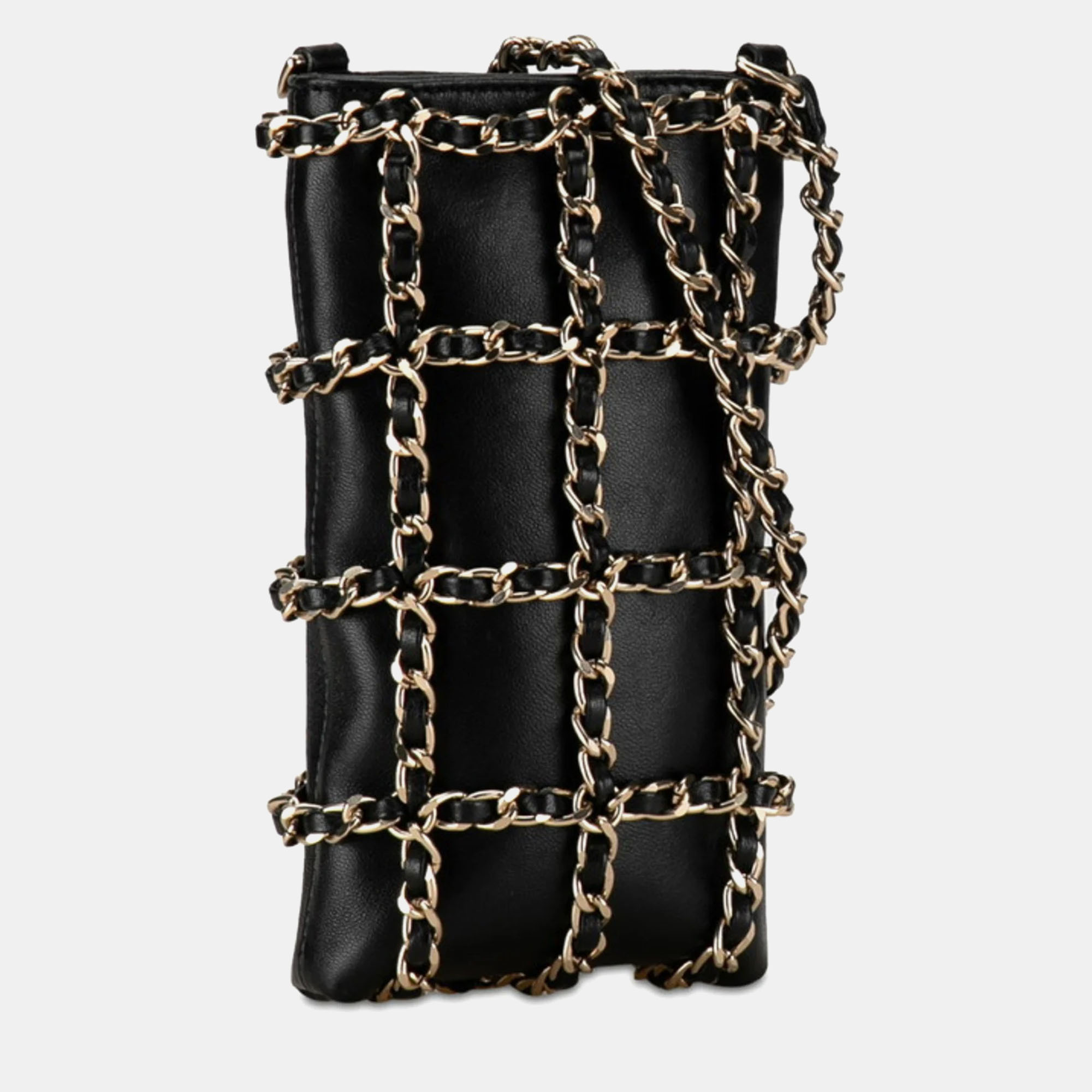 Chanel black leather tech me out phone crossbody bag