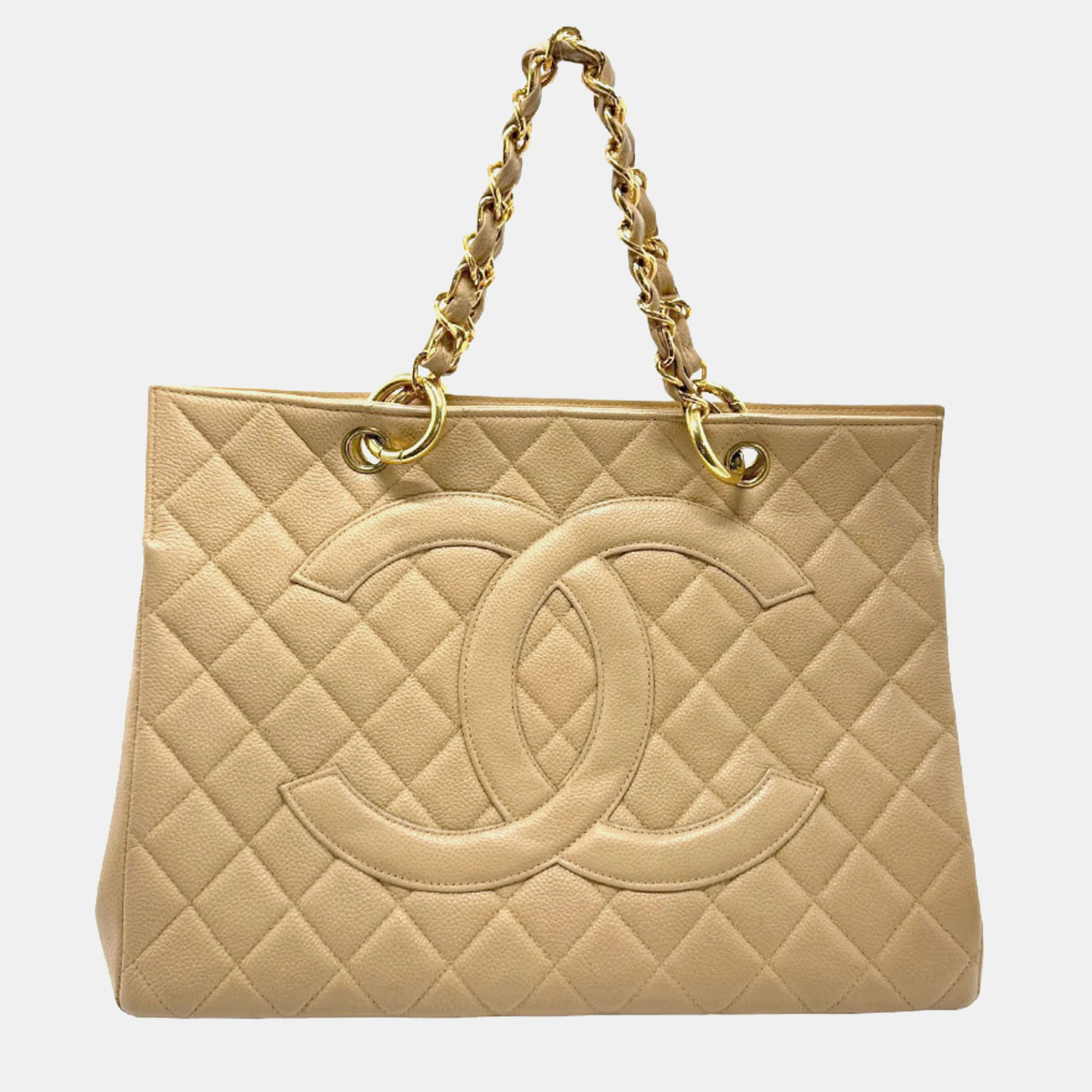 Chanel beige caviar leather  gst tote bag