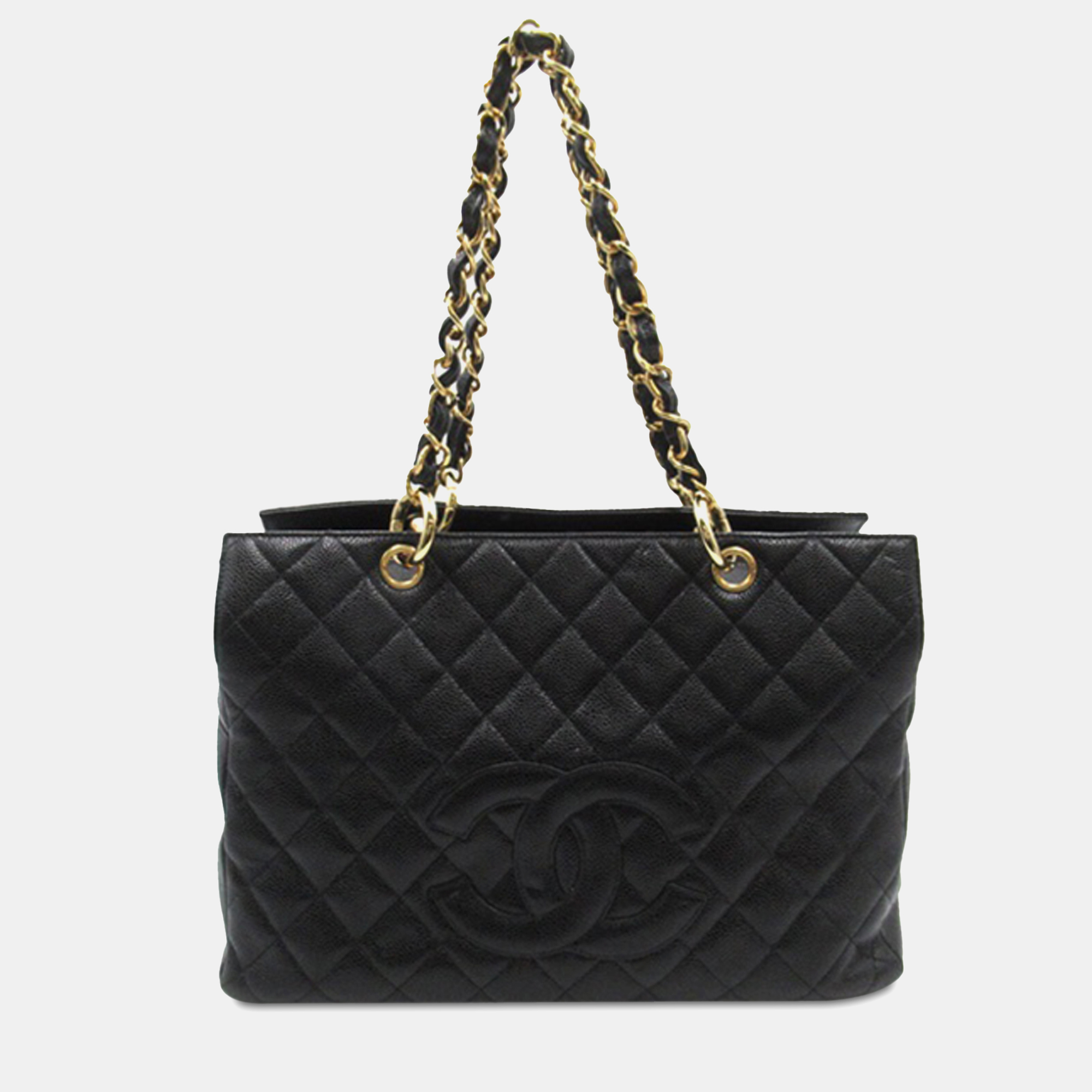 Chanel cc quilted caviar tote