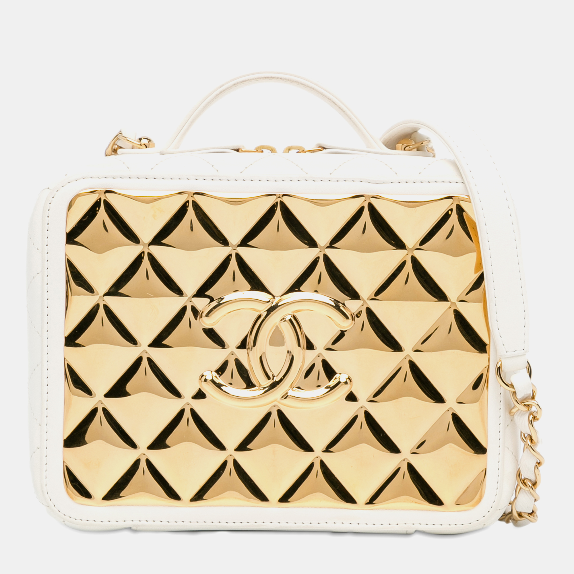 Chanel medium lambskin golden plate vanity case