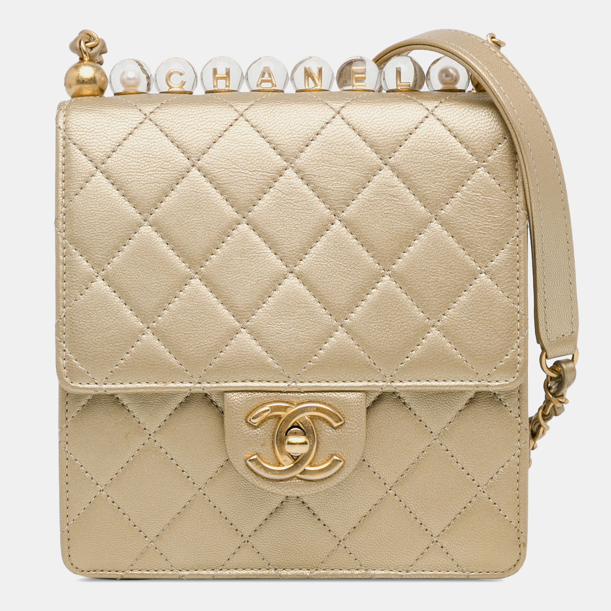 Chanel small lambskin chic pearls flap bag