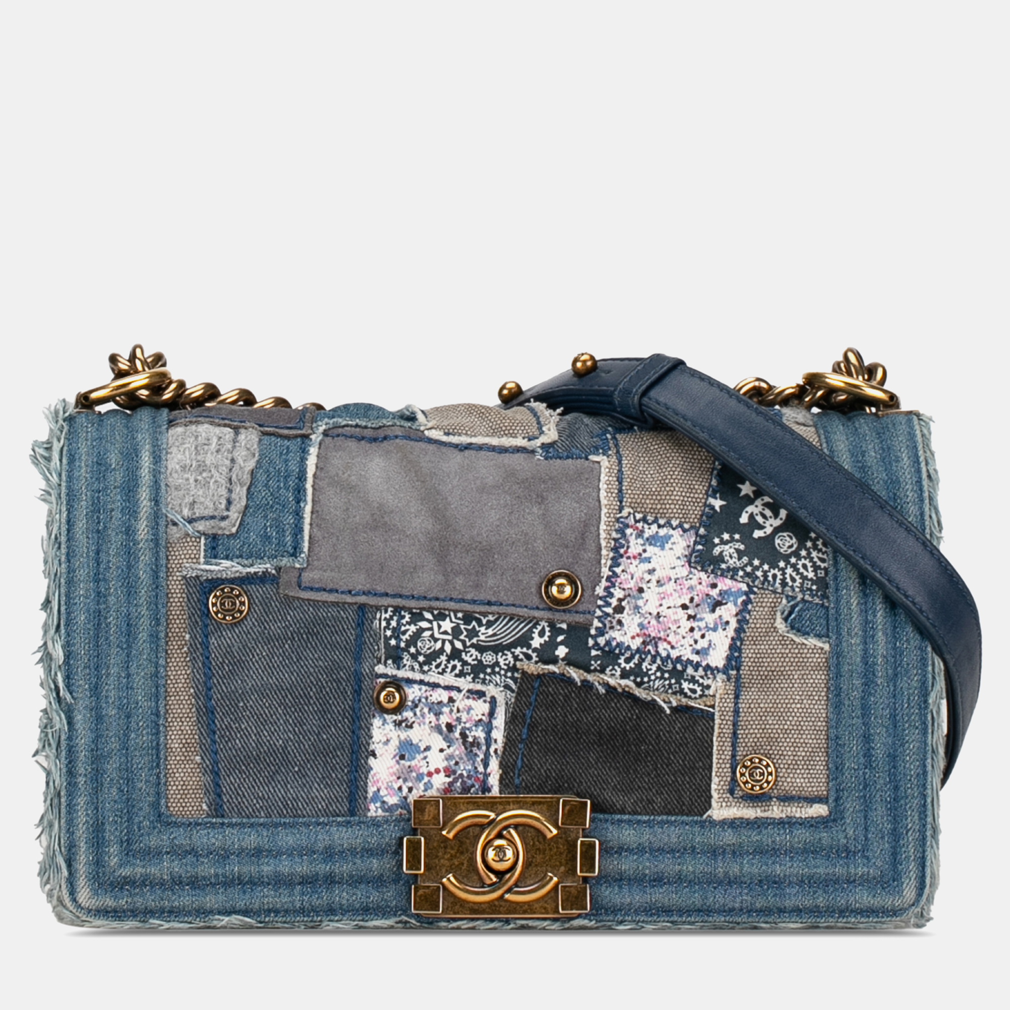 Chanel medium denim patchwork boy bag