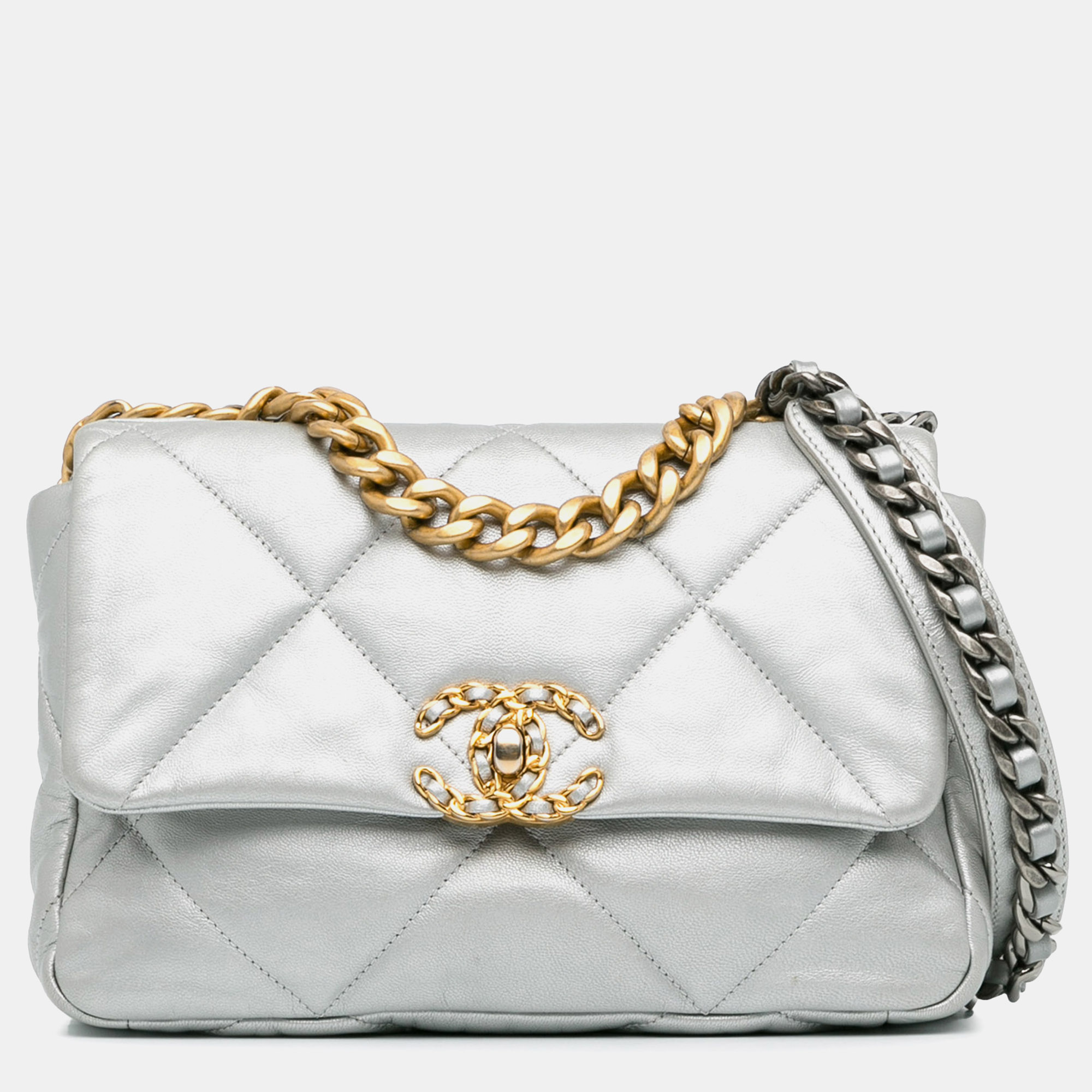 Chanel medium metallic lambskin 19 flap bag