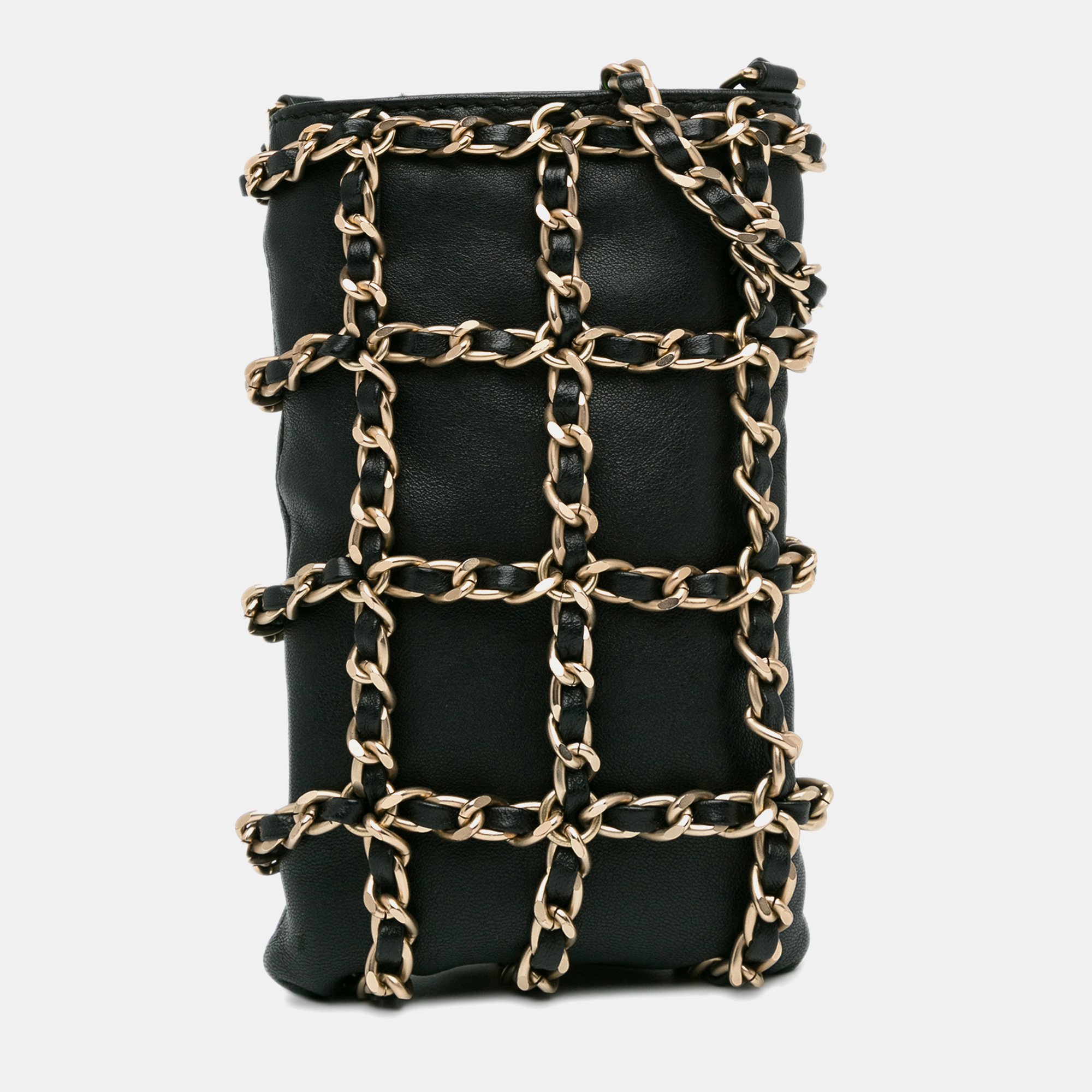 Chanel lambskin tech me out clutch with chain