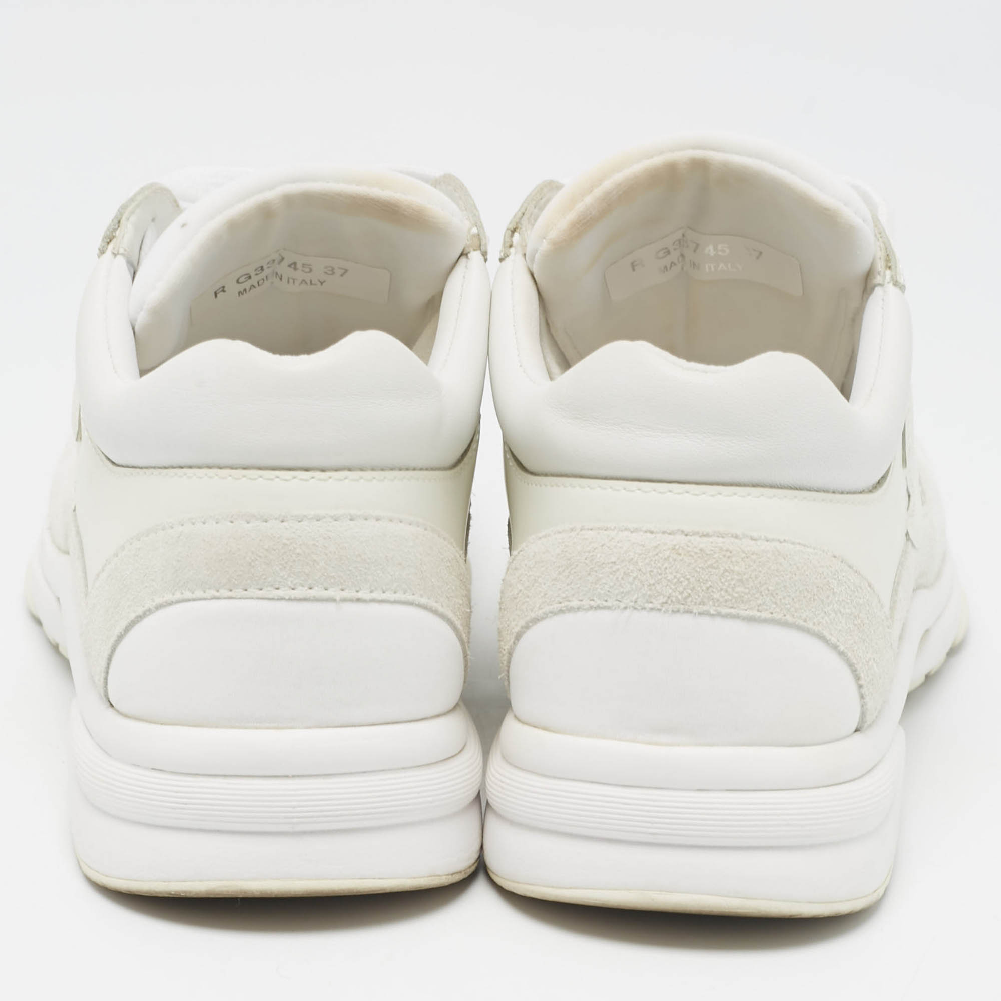 Chanel White Leather And Nylon CC Low Top Sneakers Size 37