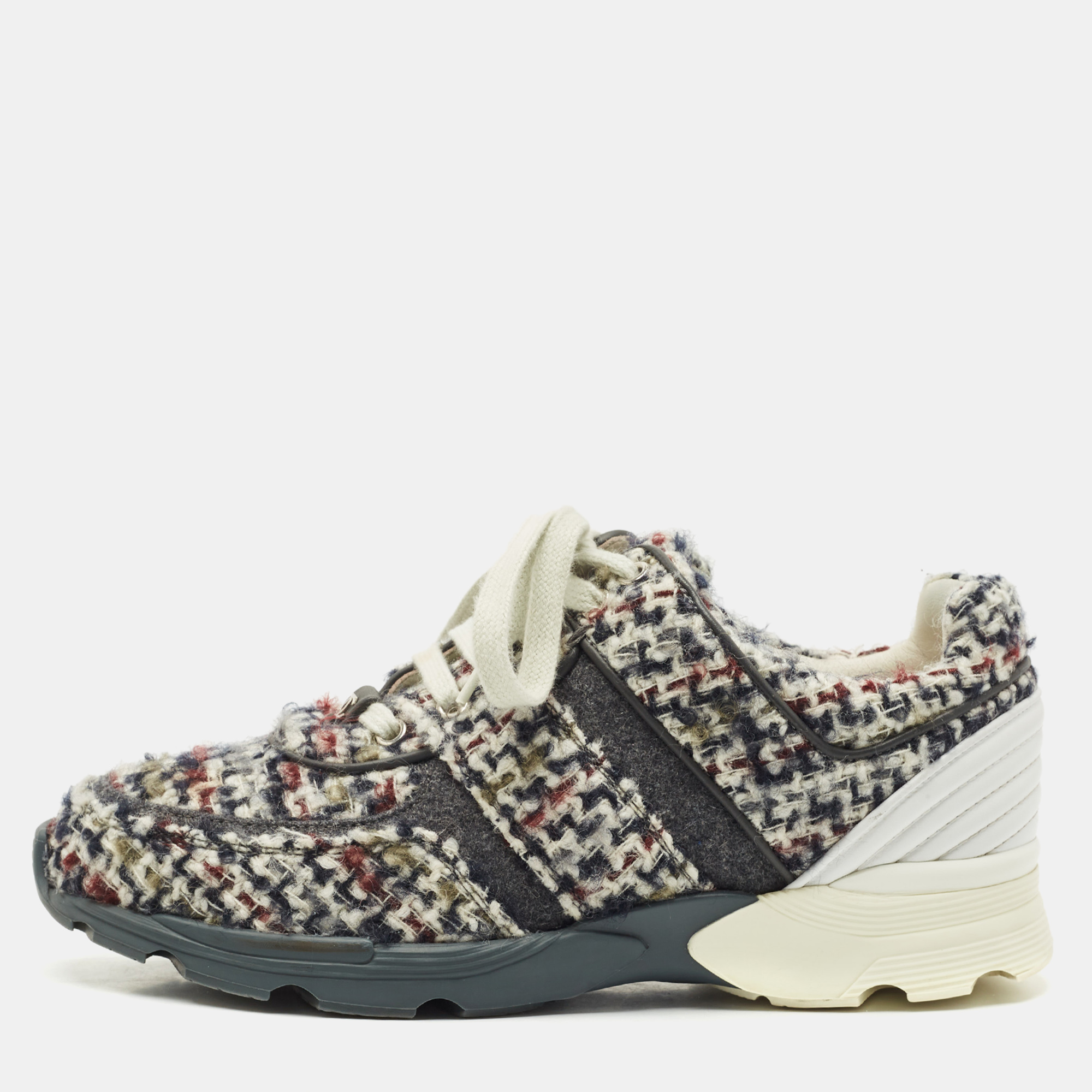Chanel Multicolor Tweed and Leather Low Top Sneakers Size 38 - Chanel - Modalova