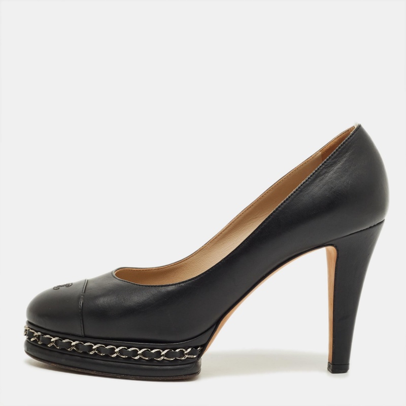 Chanel Navy Blue Leather Platform Pumps Size
Chanel Navy Blue Leather Platform Pumps Size