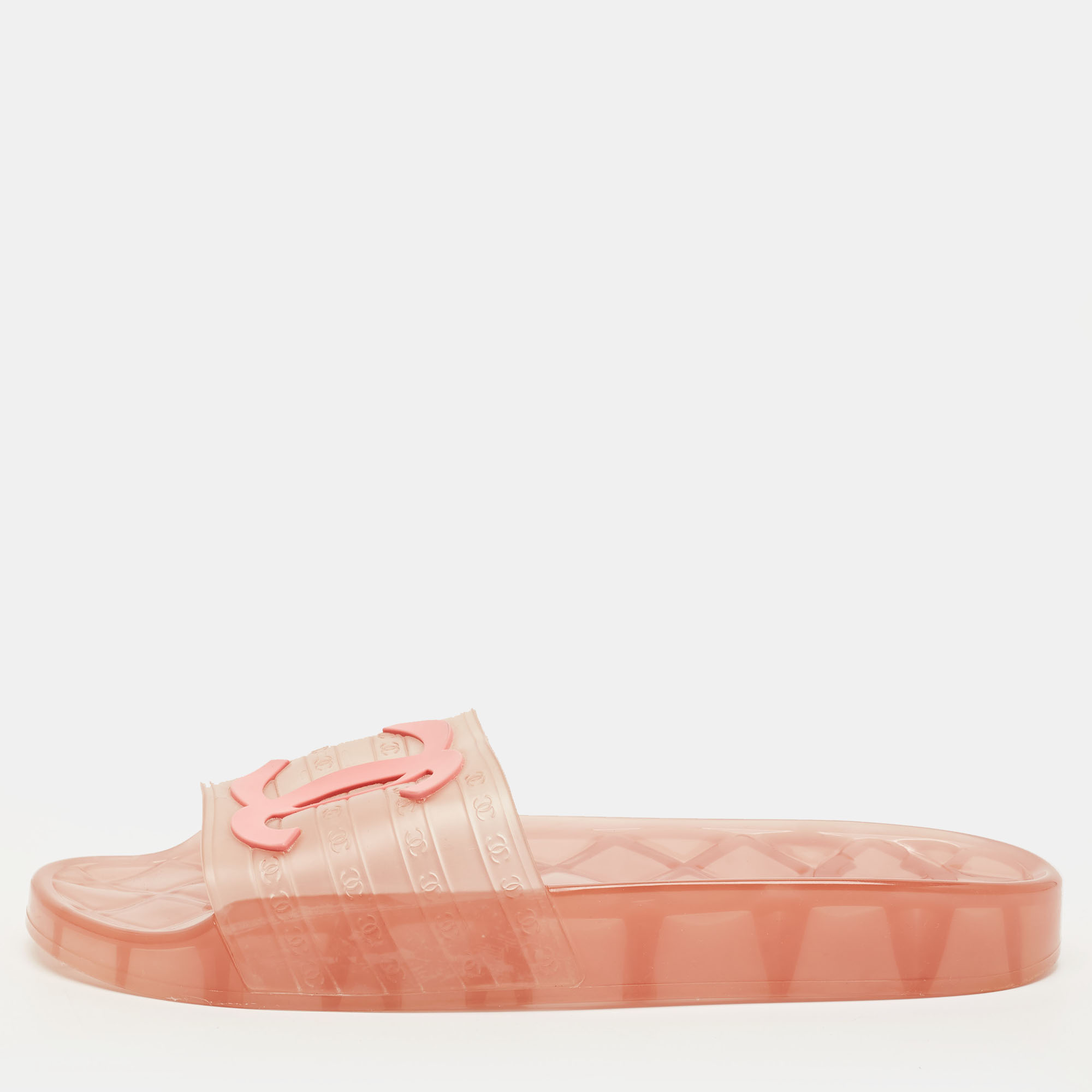 Chanel CC Size Pink Jelly Pool Slide Sandals
Chanel CC Size Pink Jelly Pool Slide Sandals