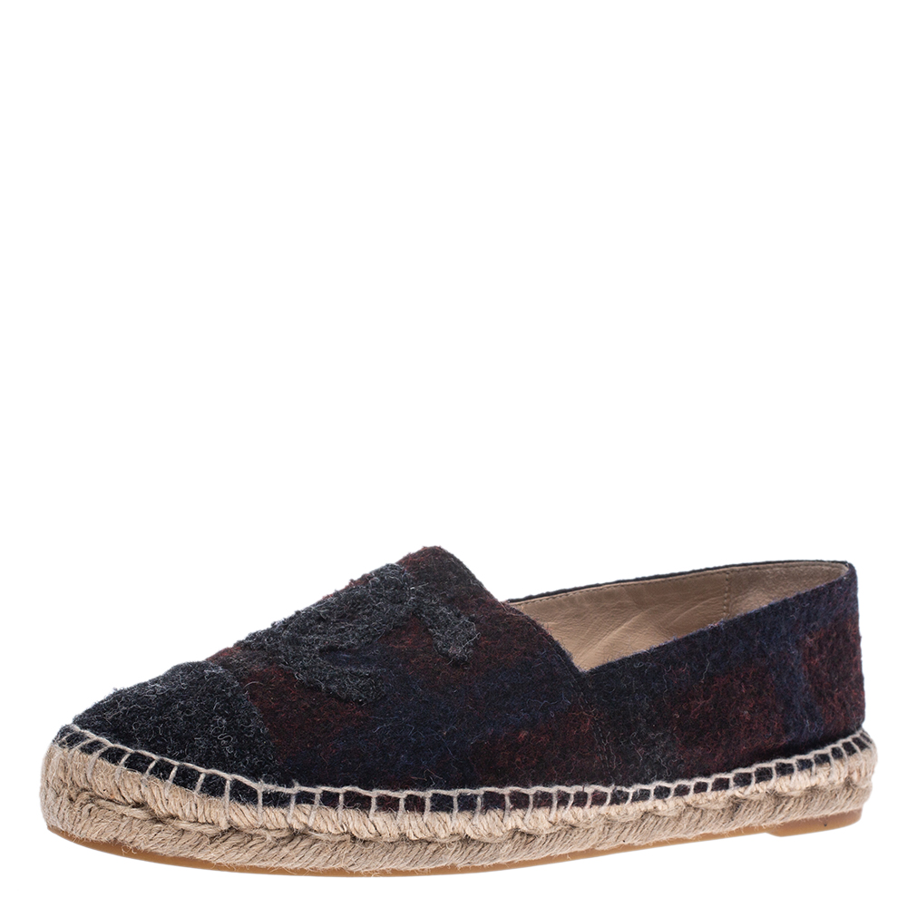 Image of Chanel Multicolor Tweed CC Espadrilles Size