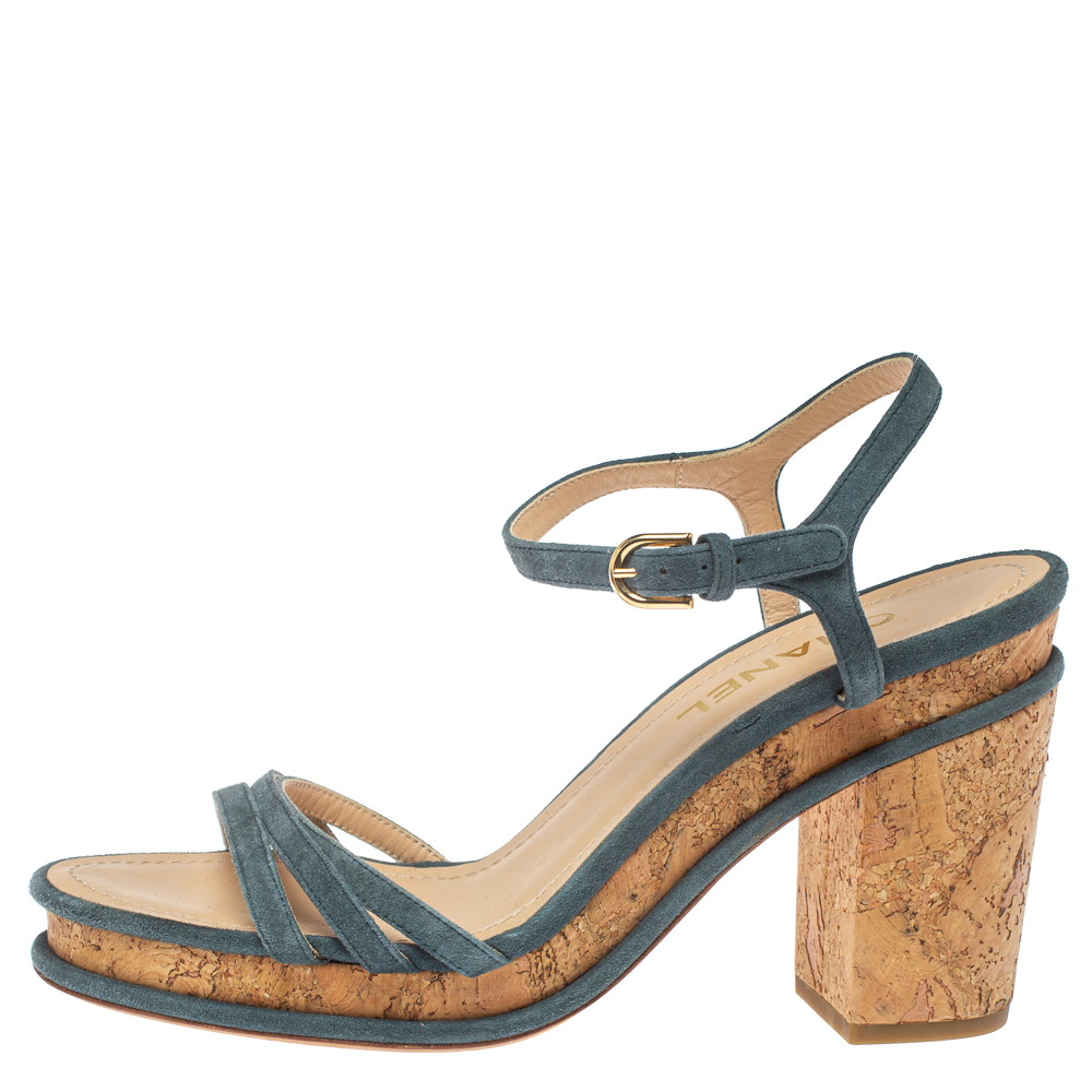 Chanel Grey Suede Leather Ankle Strap Cork Platform Sandals Size
Chanel Grey Suede Leather Ankle Strap Cork Platform Sandals Size