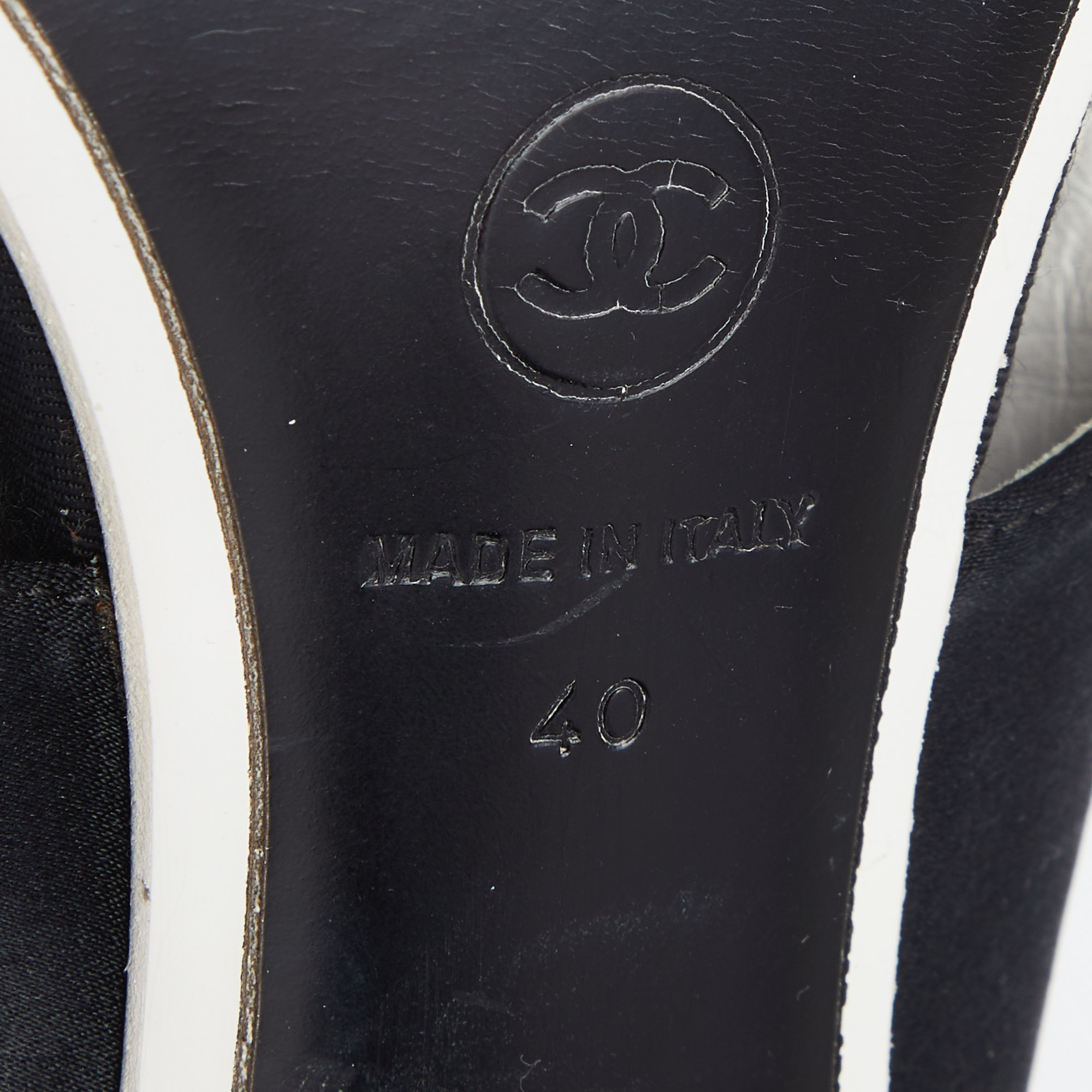 Chanel Black Satin And PVC Embellished Slingback Sandals Size 40