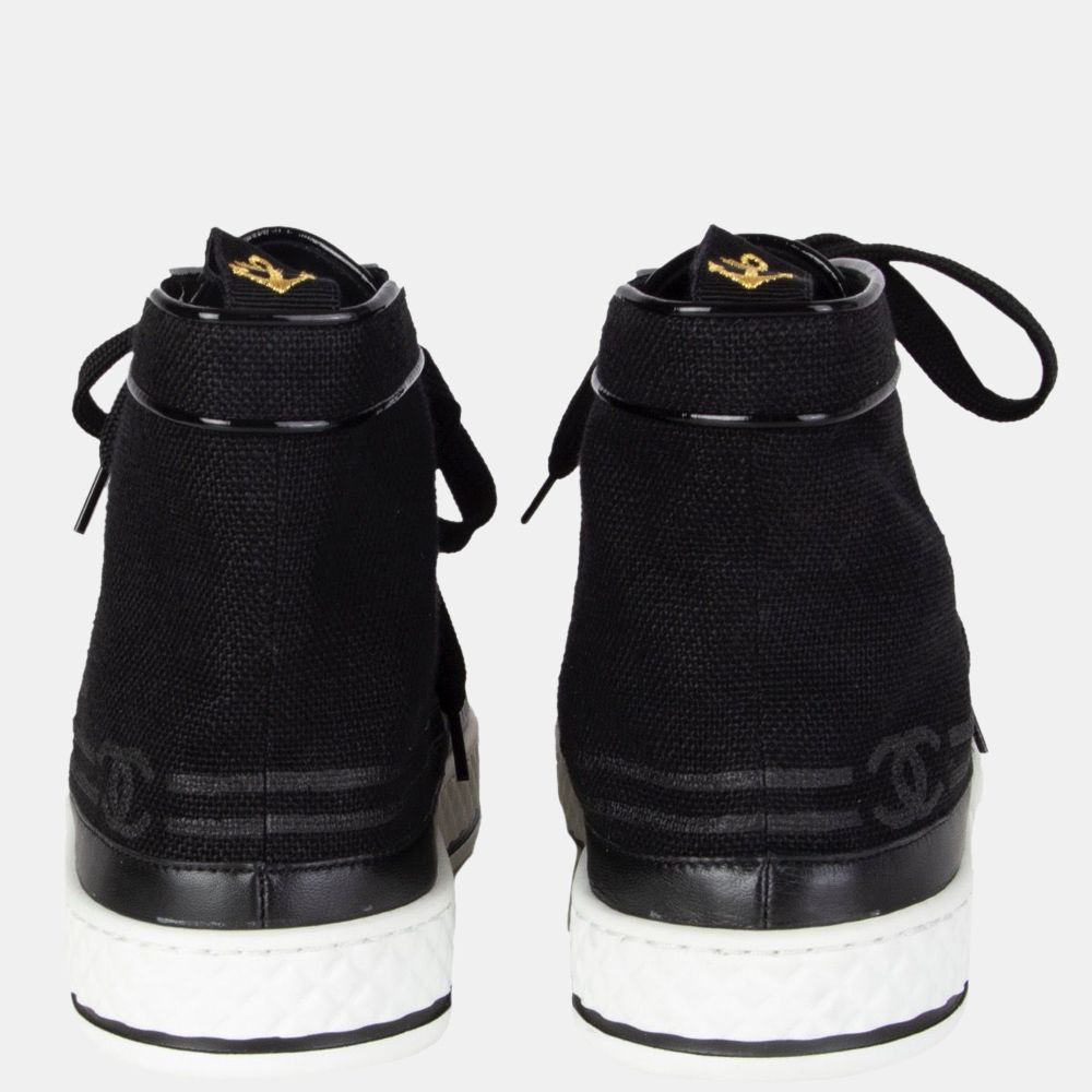 Chanel Black Hi Top Sneakers Size EU 40