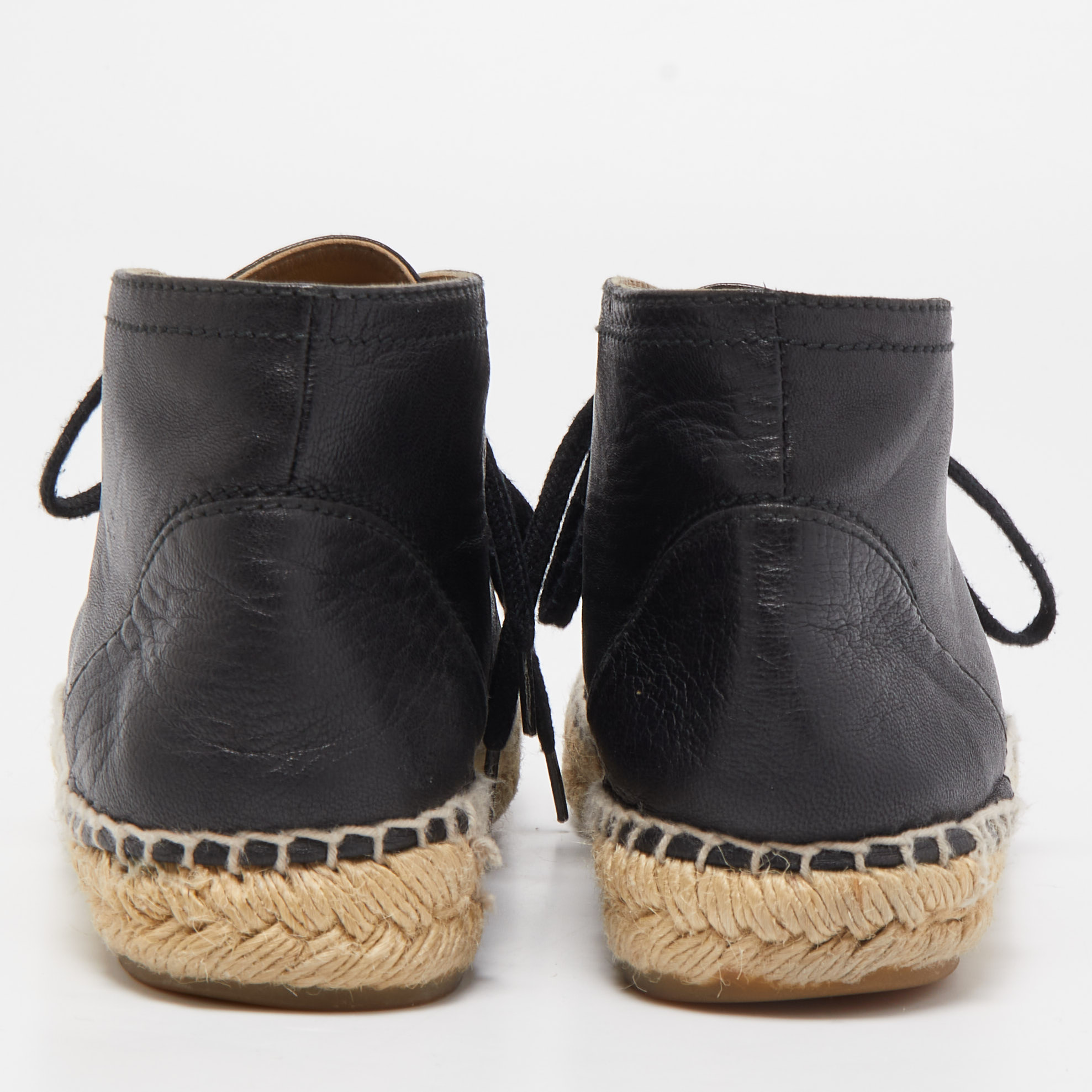 Chanel Leather CC High Top Espadrilles Size 37