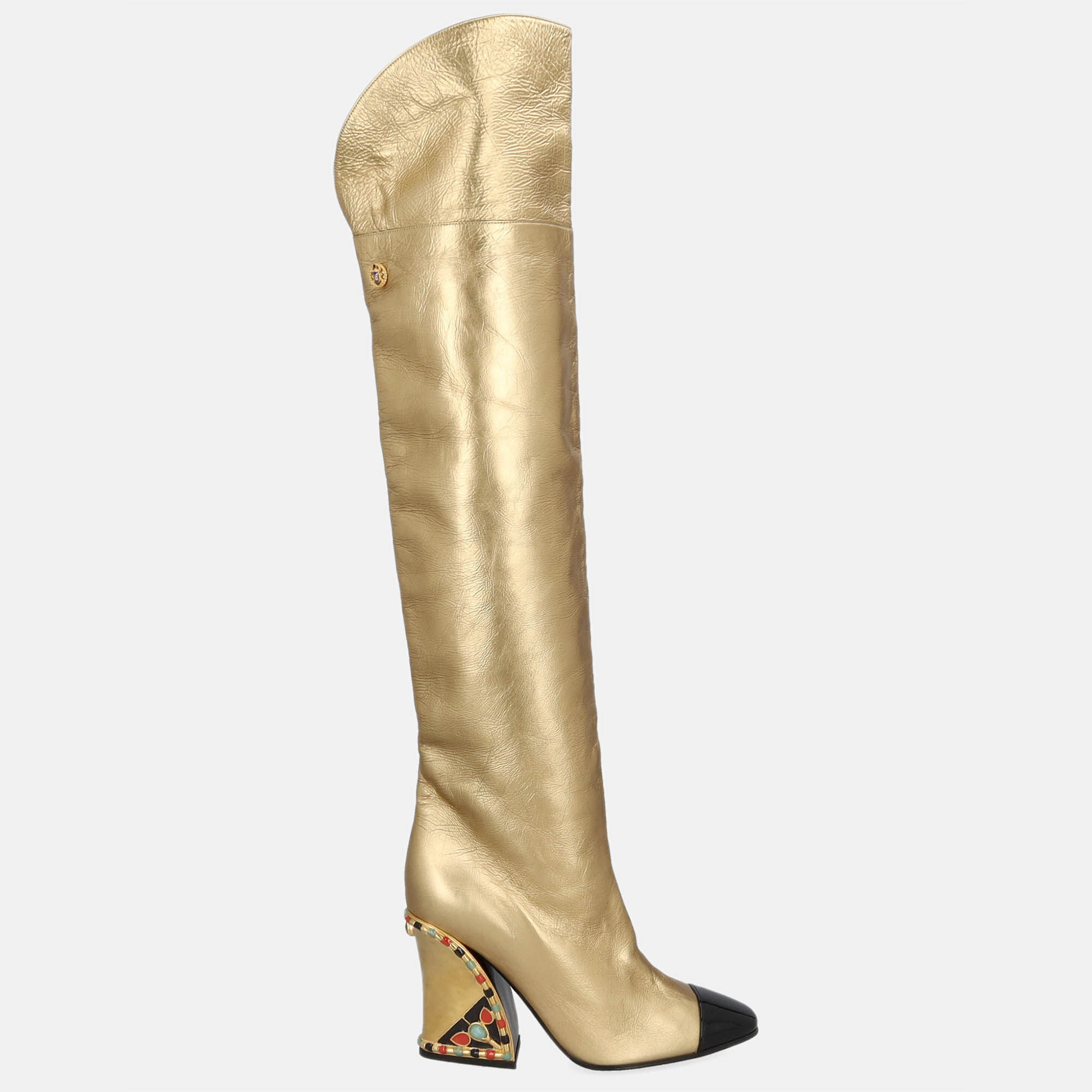 Chanel  Women's Leather Boots - Gold - EU 38