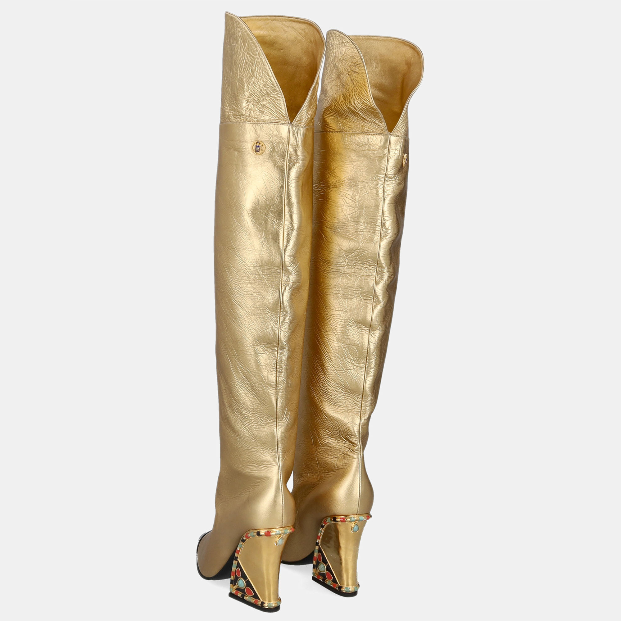 Chanel  Women's Leather Boots - Gold - EU 38