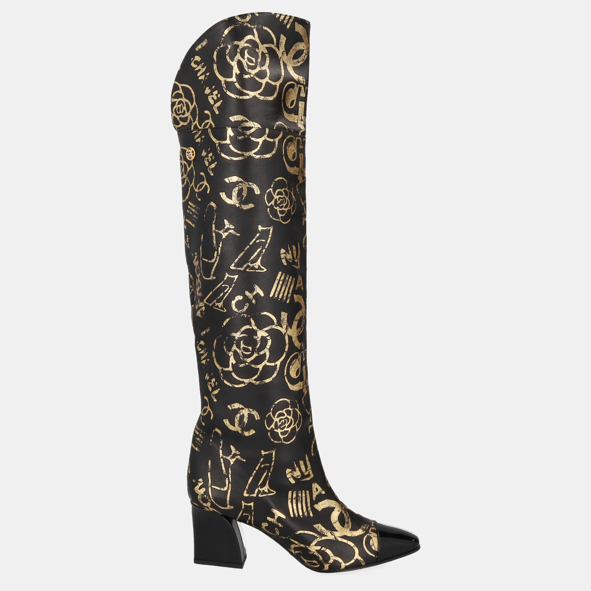 Chanel  Women's Leather Boots - Black - EU 39.5