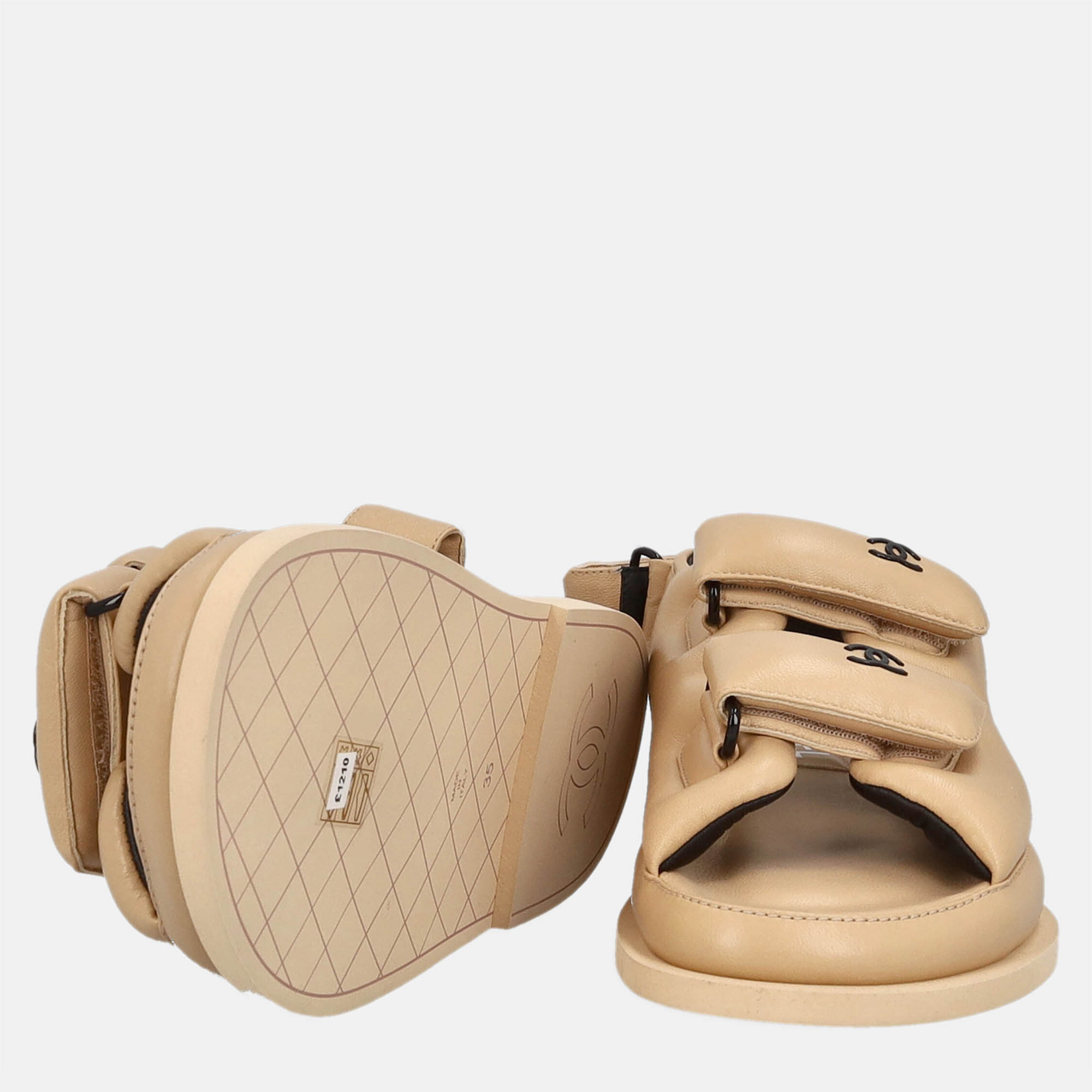 Chanel  Women's Leather Sandals - Beige - EU 35