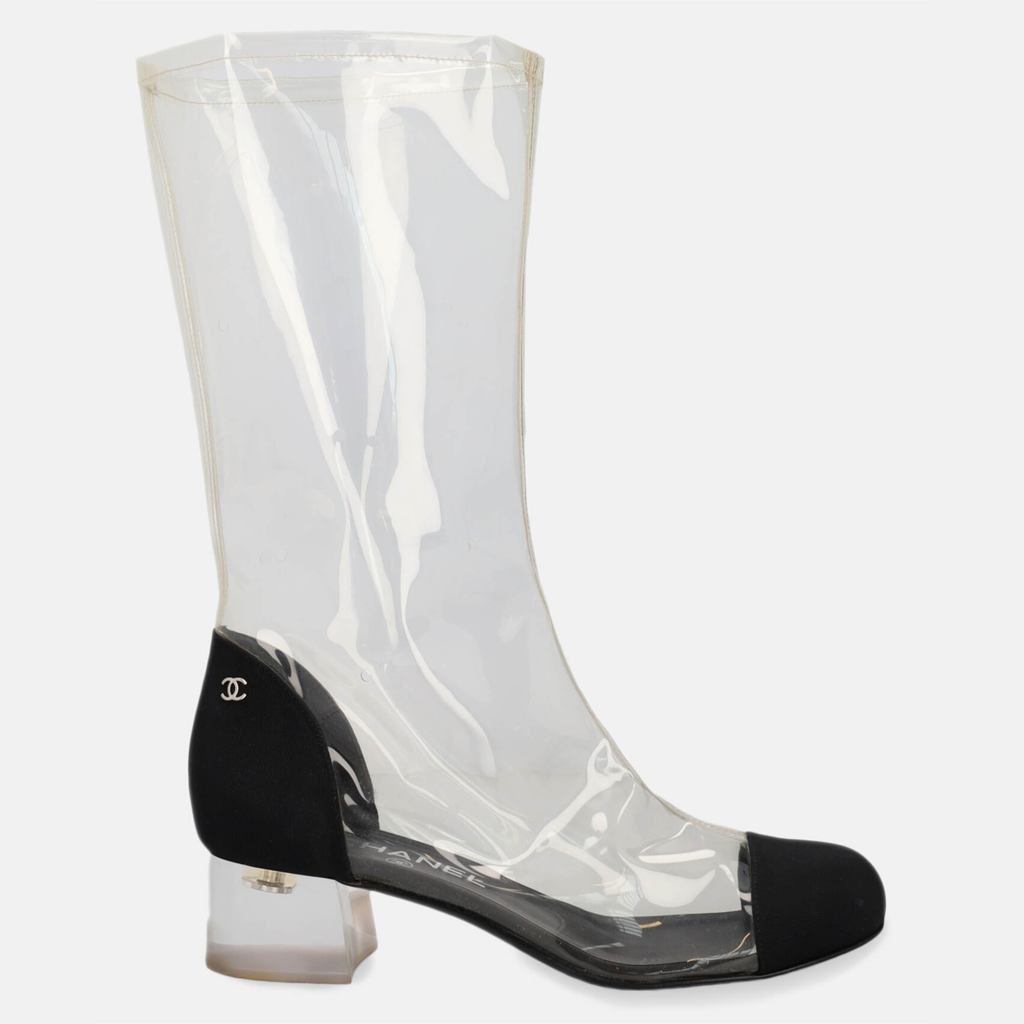 Chanel  Women's Synthetic Fibers Ankle Boots - Black - EU 37.5