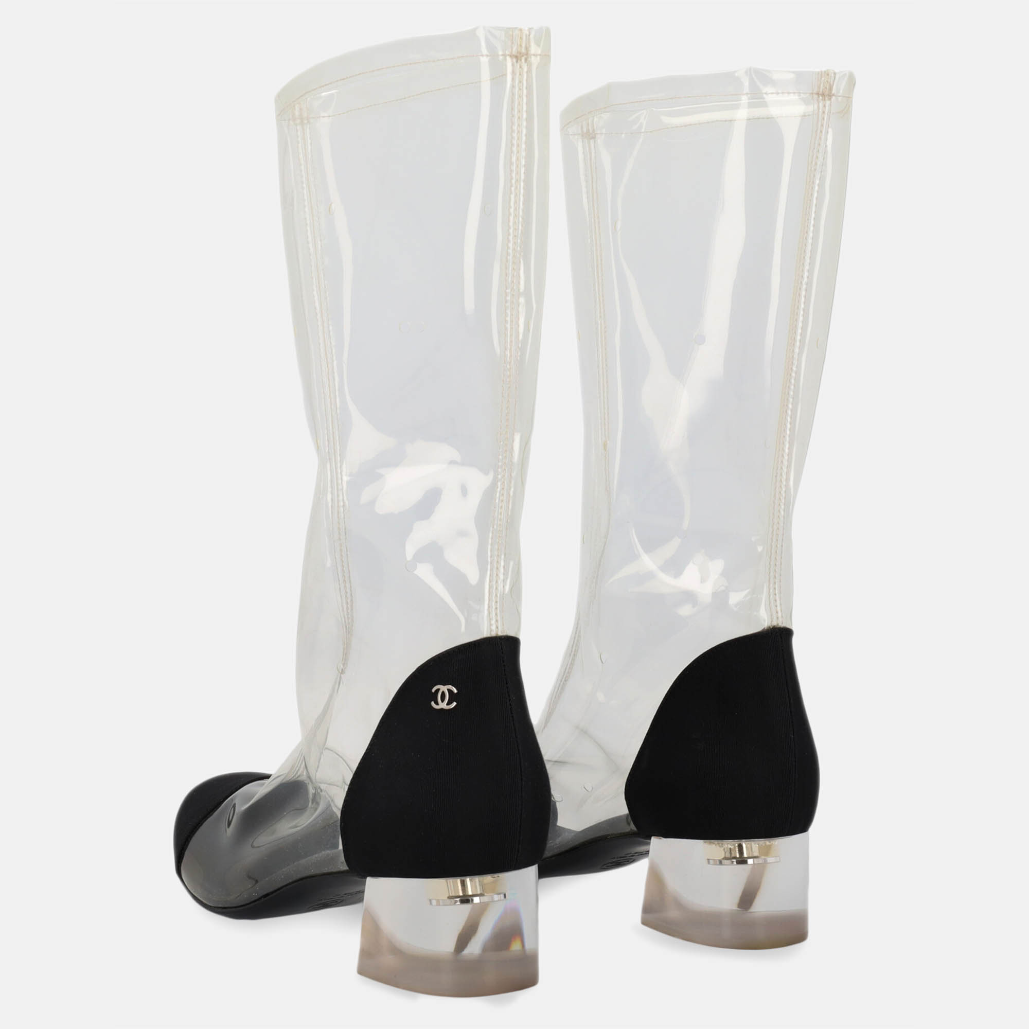 Chanel  Women's Synthetic Fibers Ankle Boots - Black - EU 37.5
