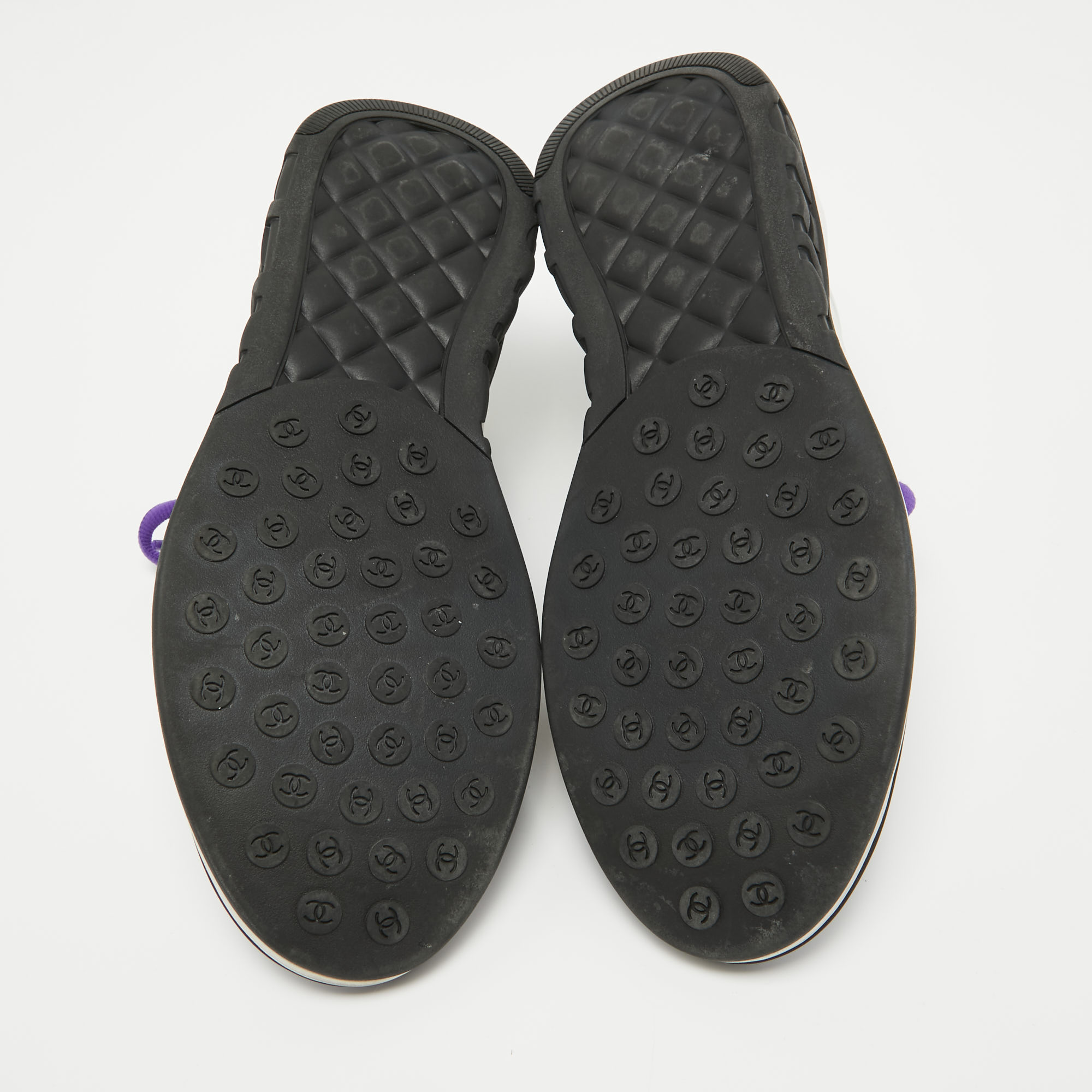 Chanel Purple/White Mesh Interlocking CC Logo Sneakers Size 40.5