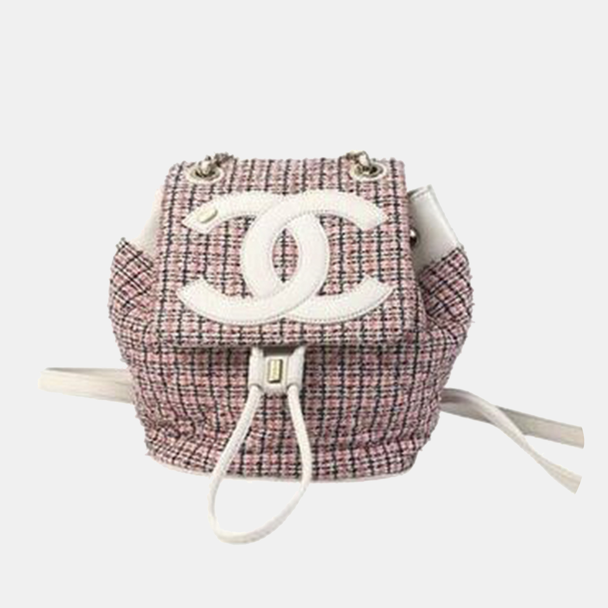 Chanel Red, White CC Mania Tweed Backpack