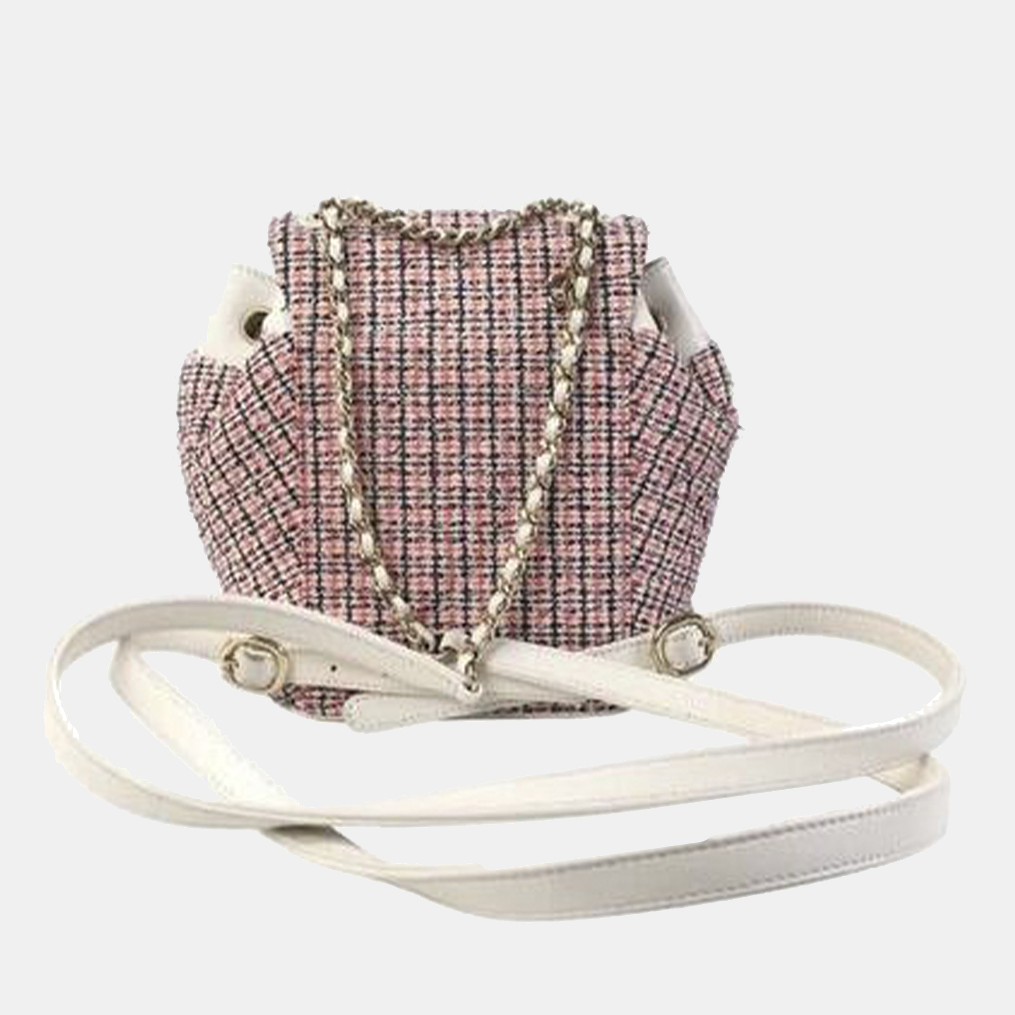 Chanel Red, White CC Mania Tweed Backpack