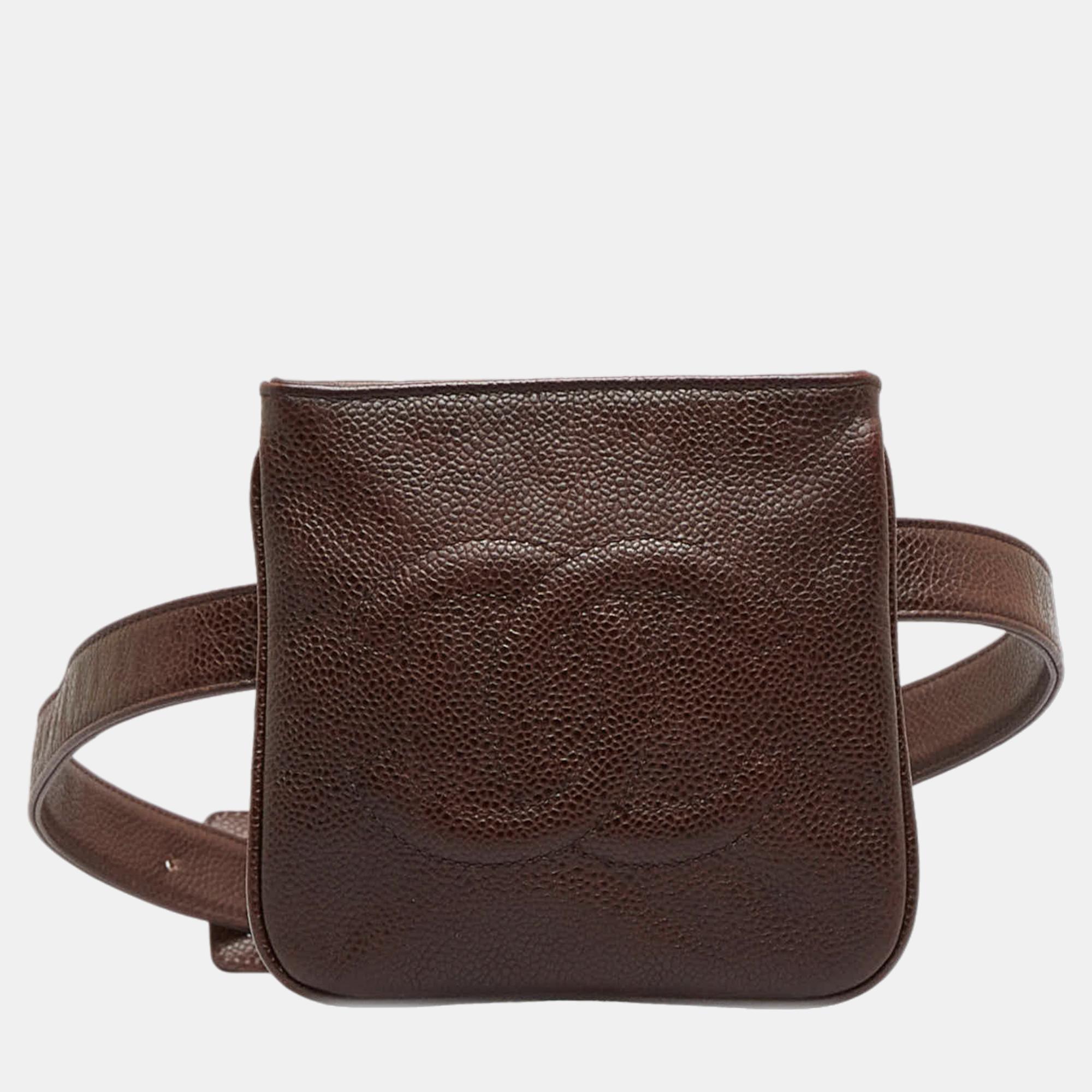 Chanel Brown CC Caviar Belt Bag
