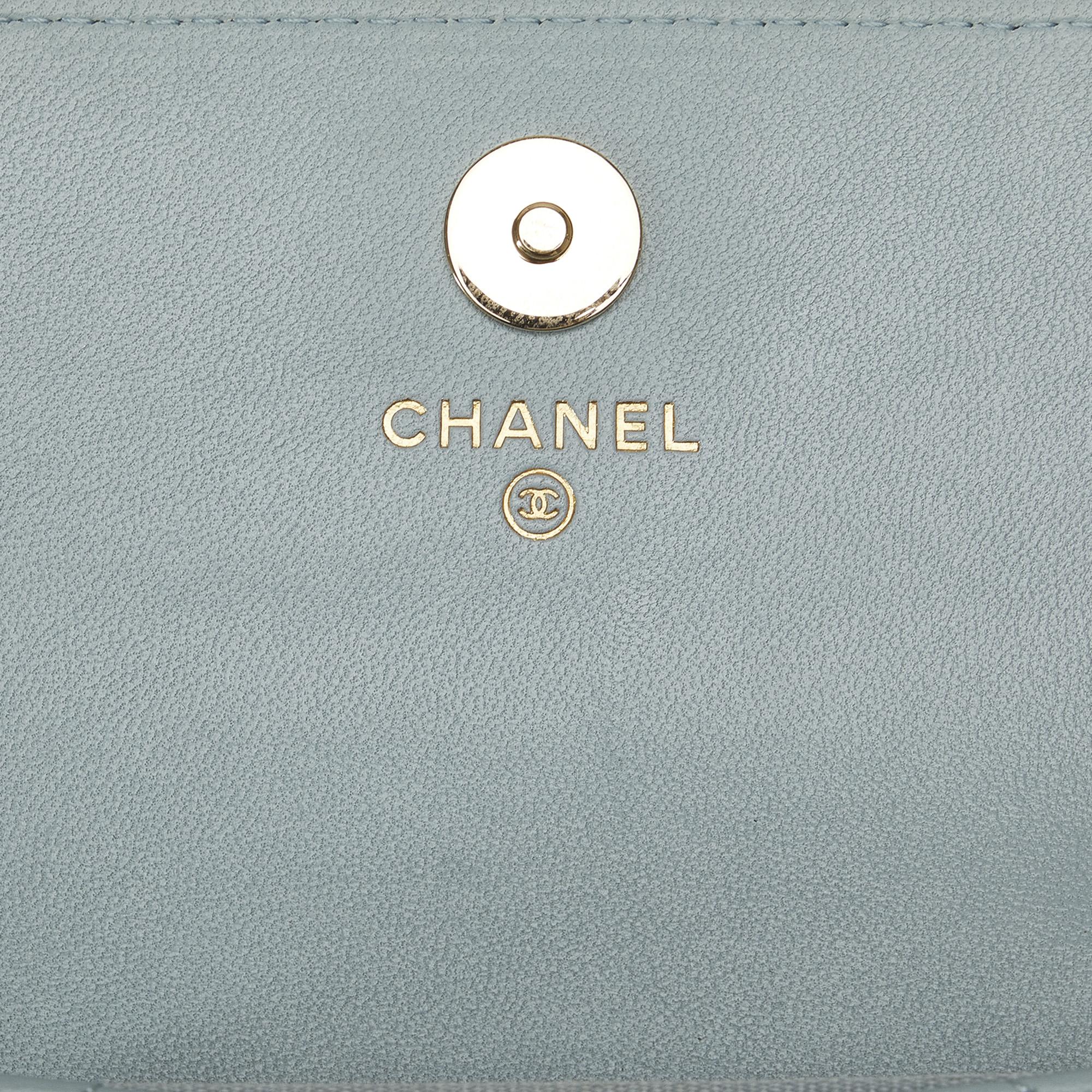 Chanel Blue Pearl Chain Card Case