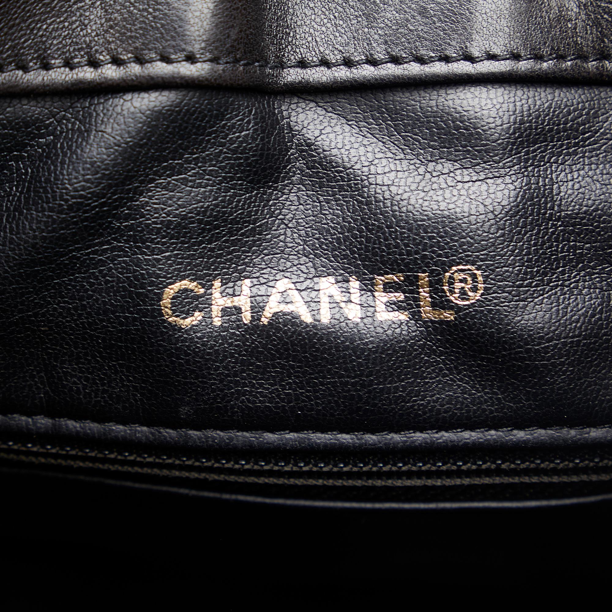 Chanel Black CC Quilted Lambskin Drawstring Backpack