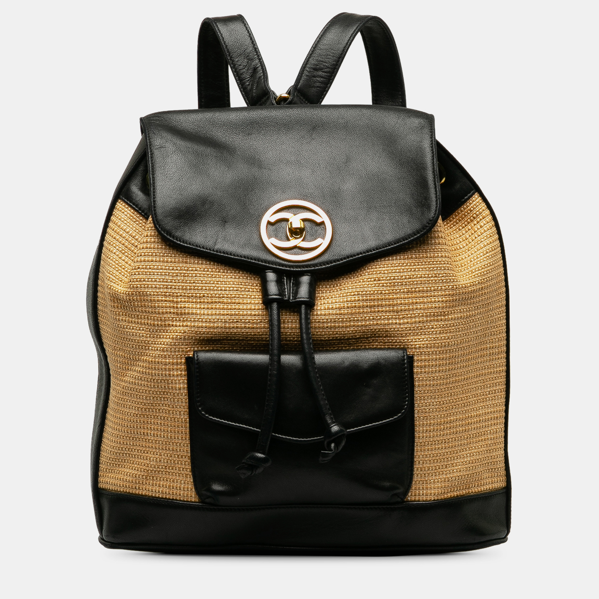Chanel cc raffia and leather duma backpack