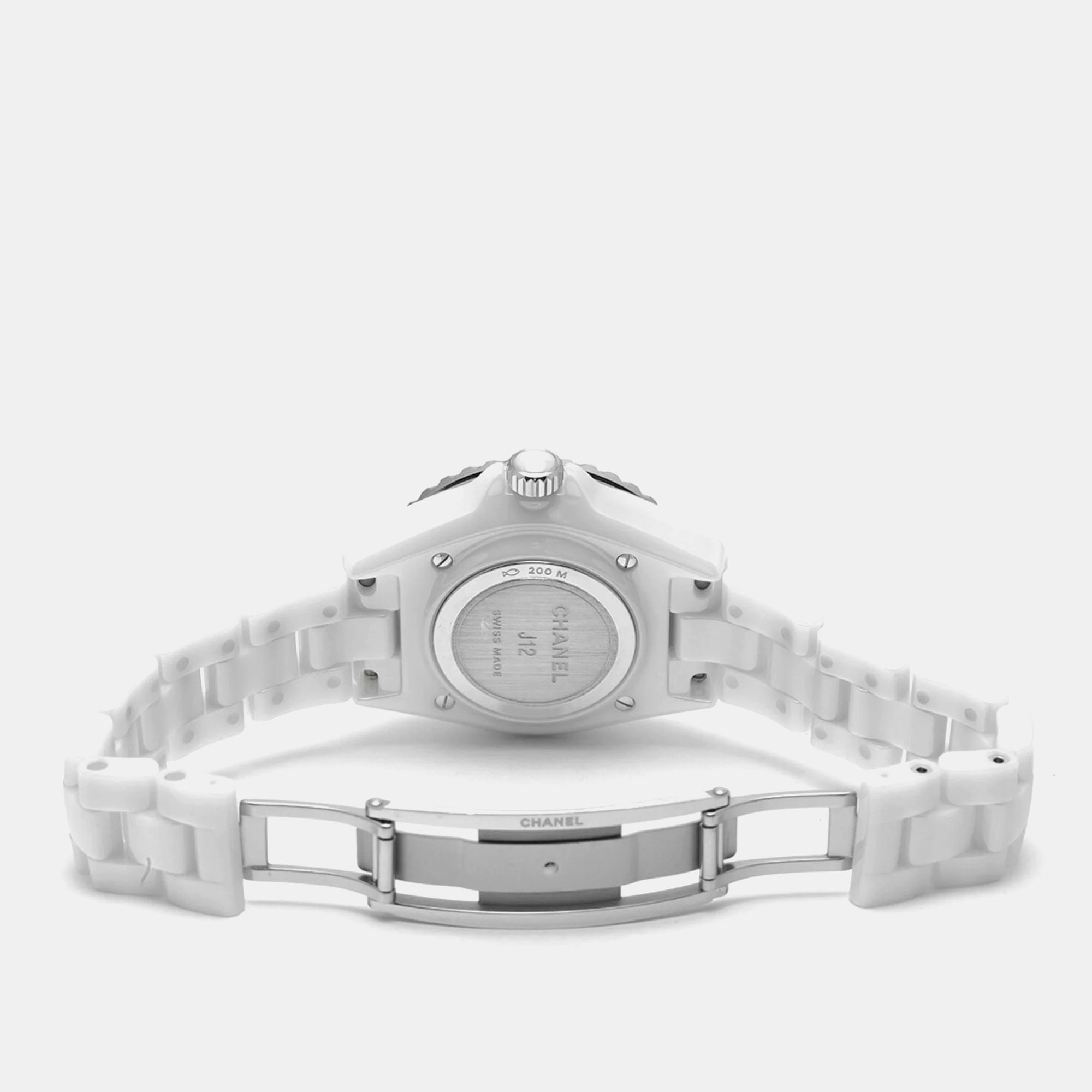 Chanel White Stainless Steel Ceramic J12 Quartz Women's Wristwatch 33 Mm