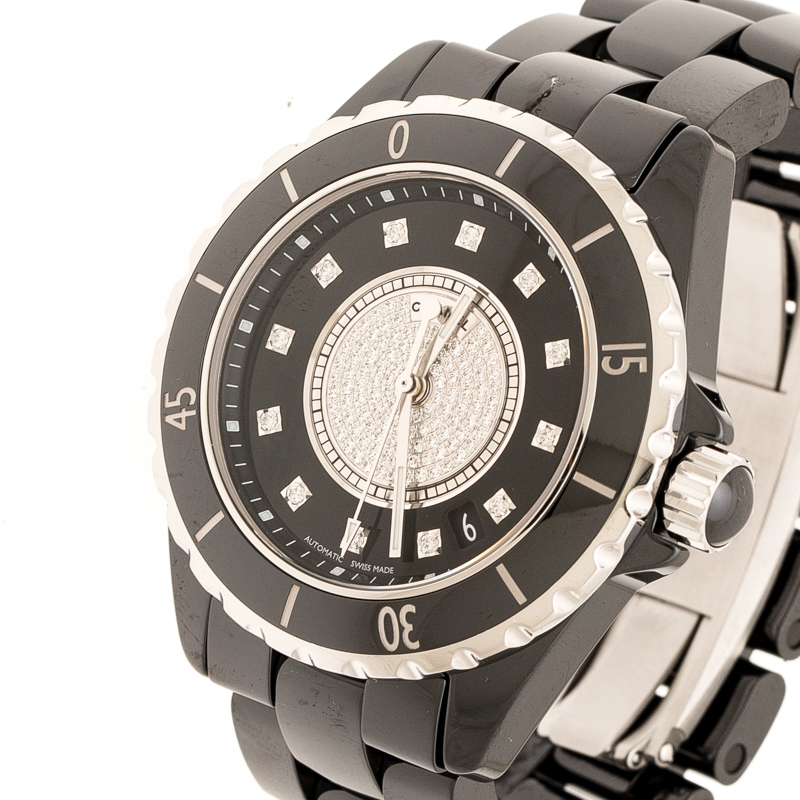 Chanel Black Diamond Pave Black Ceramic Stainless Steel J12 Women's Wristwatch
Chanel Black Diamond Pave Black Ceramic Stainless Steel J12 Women's Wristwatch