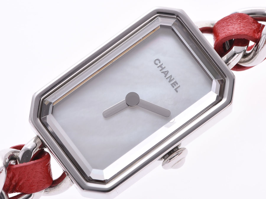 Chanel Shell Stainless Steel and Leather Premiere Rock Women's Wristwatch, Silver
Chanel Shell Stainless Steel and Leather Premiere Rock Women's Wristwatch, Silver
