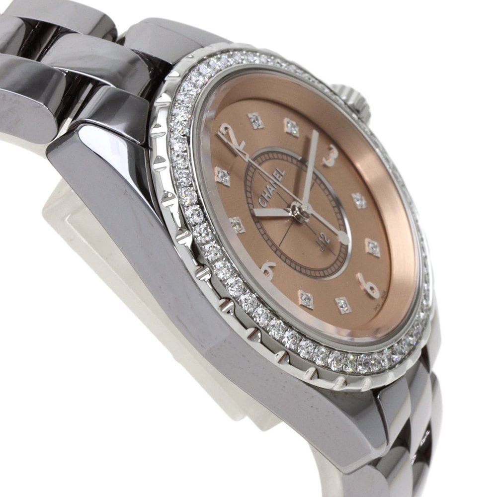 Chanel Pink Diamonds Titanium J12 H2563 Women's Wristwatch 33 Mm