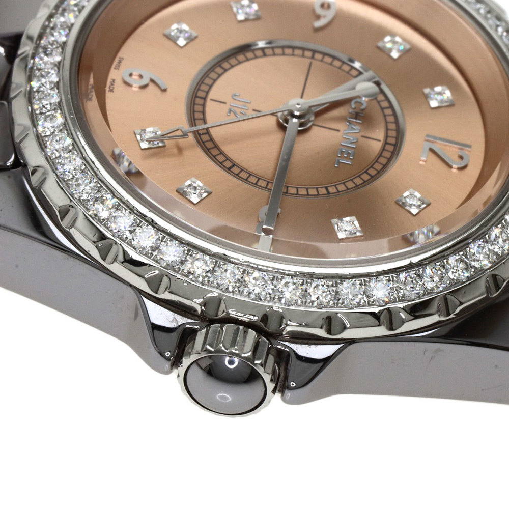 Chanel Pink Diamonds Titanium J12 H2563 Women's Wristwatch 33 Mm