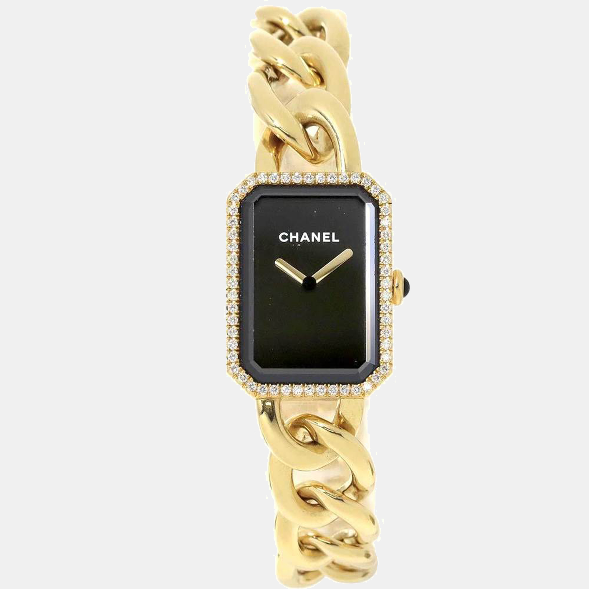 Chanel Black Diamonds 18 Yellow Gold Premiere H3259 Women's Wristwatch 20 Mm