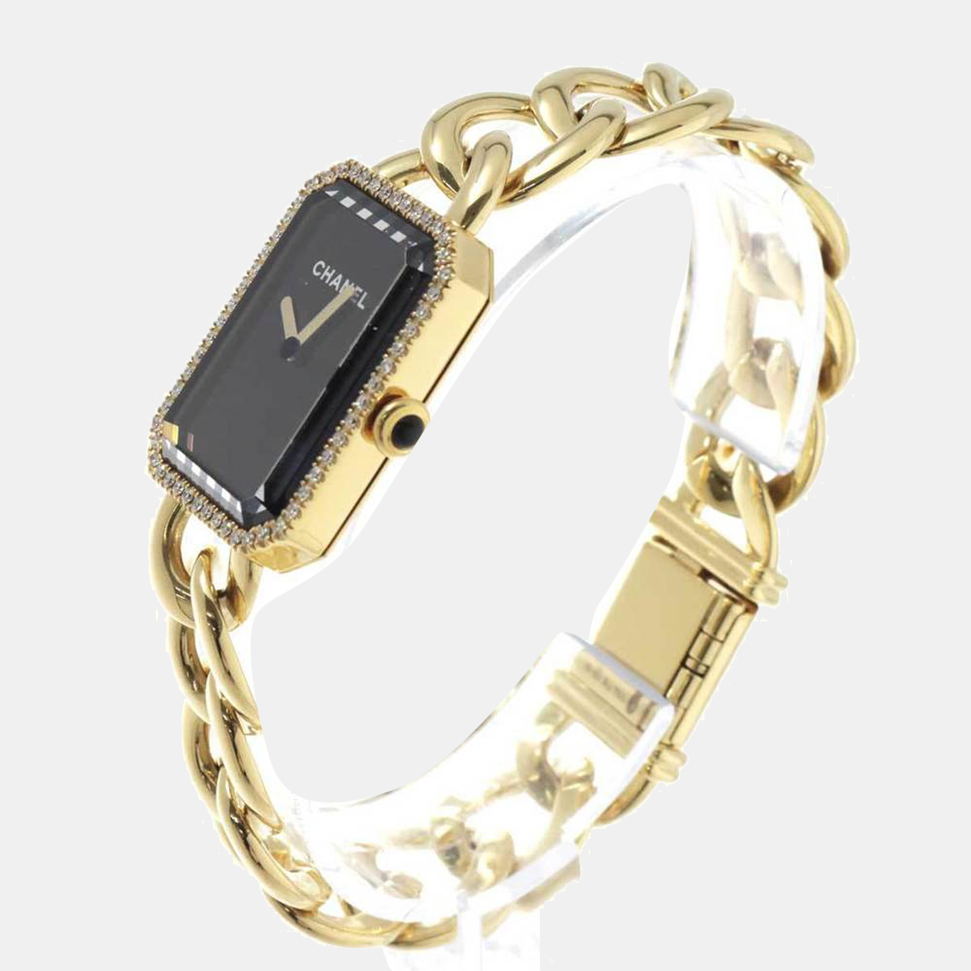 Chanel Black Diamonds 18 Yellow Gold Premiere H3259 Women's Wristwatch 20 Mm
