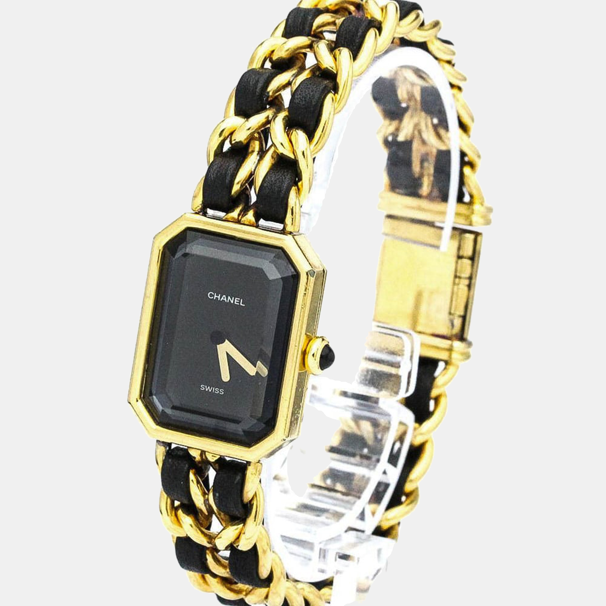 Chanel Black Yellow Gold Plated Stainless Steel Premiere H0001 Women's Wristwatch 20 Mm