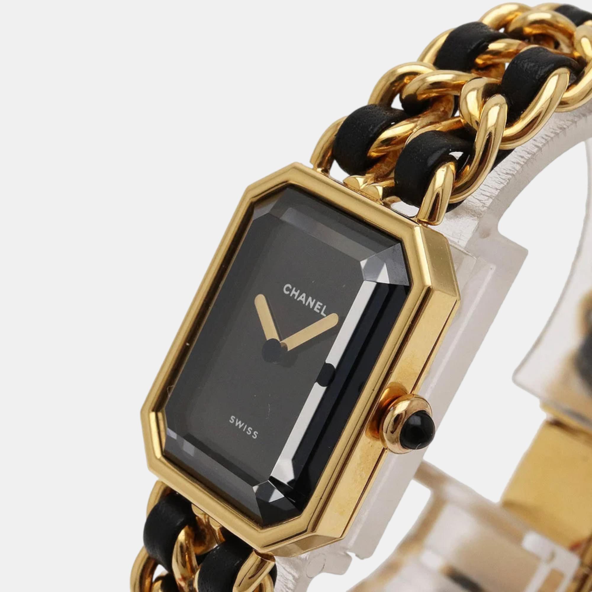 Chanel Black Yellow Gold Plated Stainless Steel Premiere H0001 Women's Wristwatch 20 mm
Chanel Black Yellow Gold Plated Stainless Steel Premiere H0001 Women's Wristwatch 20 mm