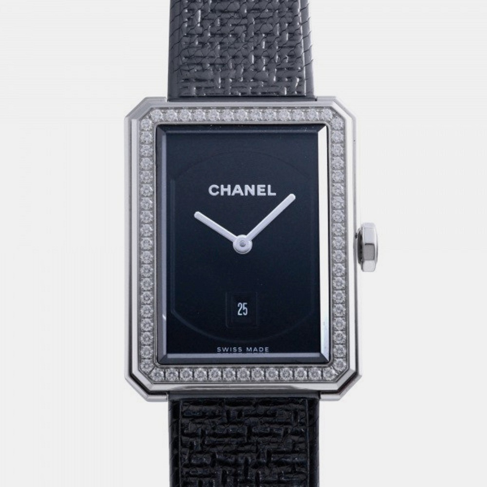 Chanel Black Stainless Steel Boy-Friend H5318 Quartz Women's Wristwatch 27 Mm