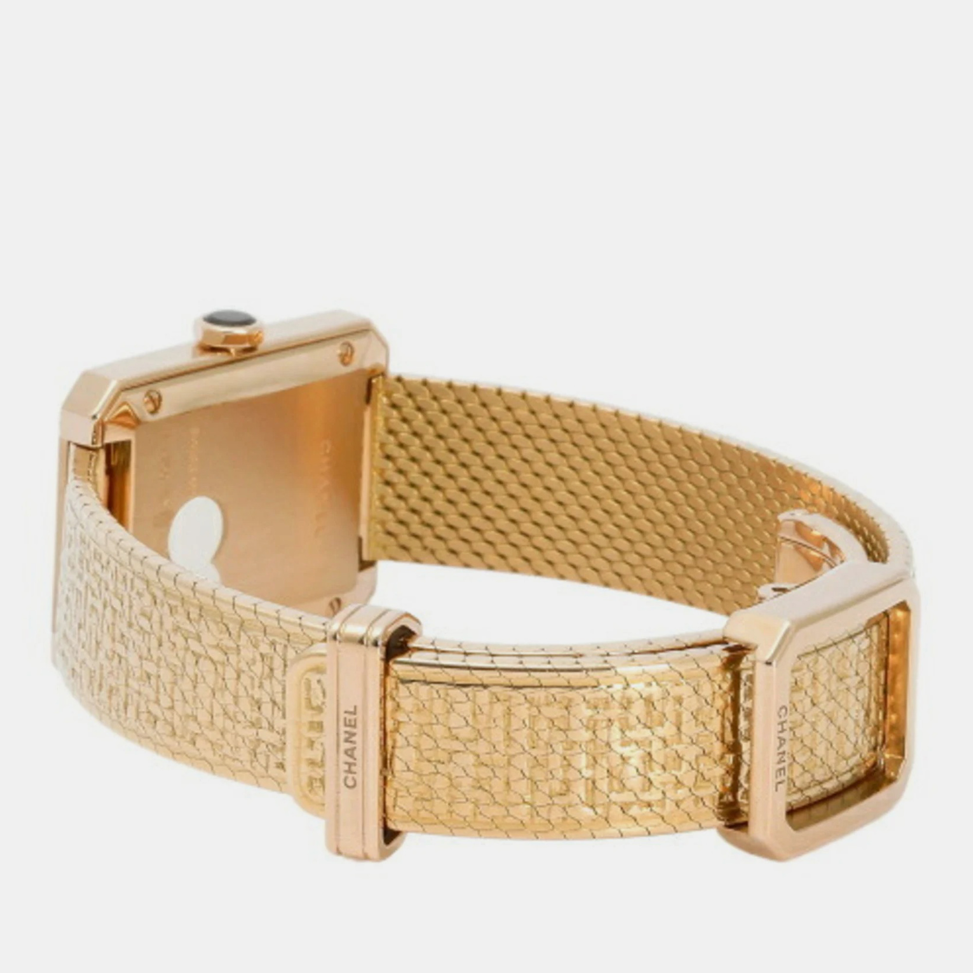 Chanel Silver 18k Rose Gold Boy-Friend H4881 Quartz Women's Wristwatch 21.5 Mm