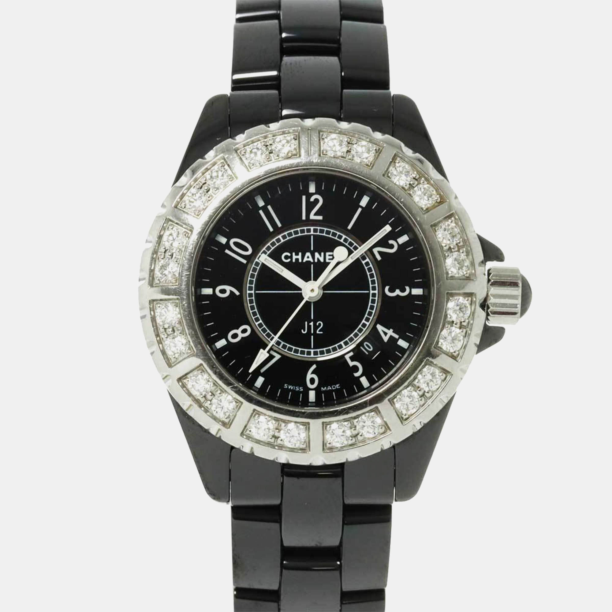 

Chanel Black Stainless Steel Ceramic J12 H1173 Quartz Women's Wristwatch 34 mm