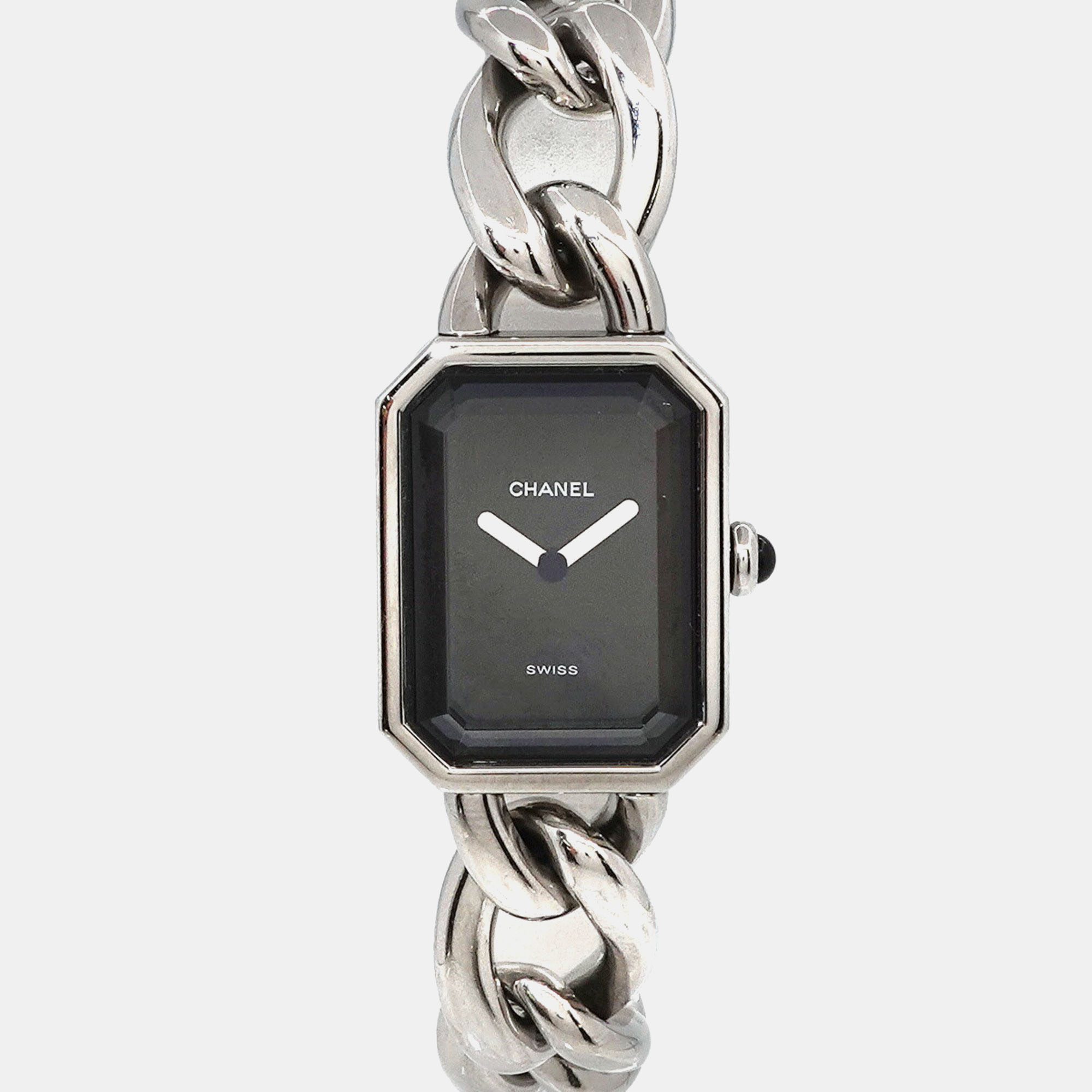 Chanel black stainless steel premiere h0452 quartz women's wristwatch 20 mm