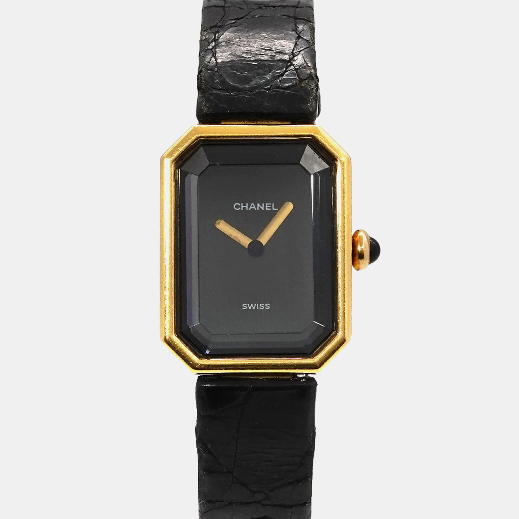 Chanel black 18k yellow gold premiere quartz women's wristwatch 20 mm