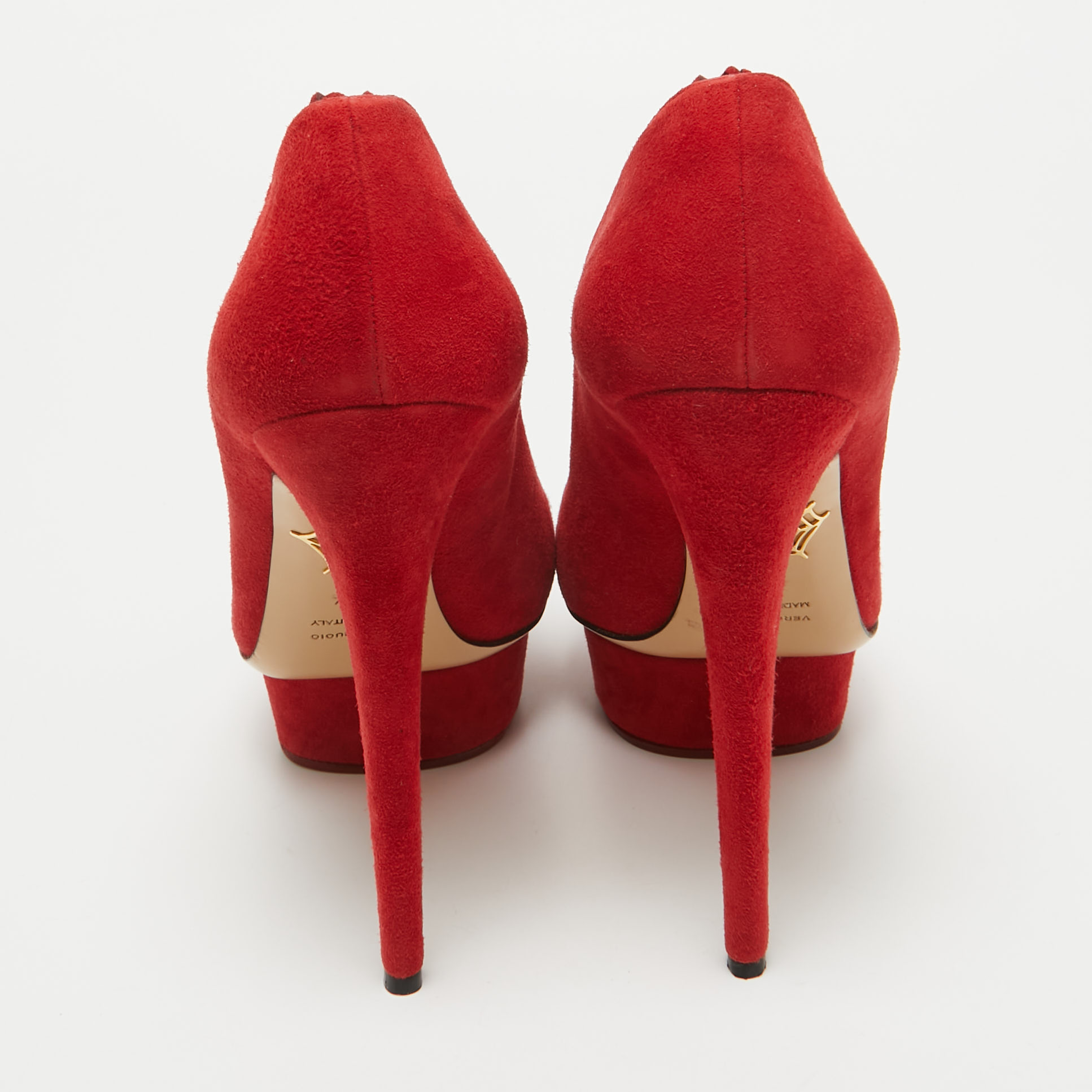 Charlotte Olympia Red Suede Platform Pumps Size 40.5