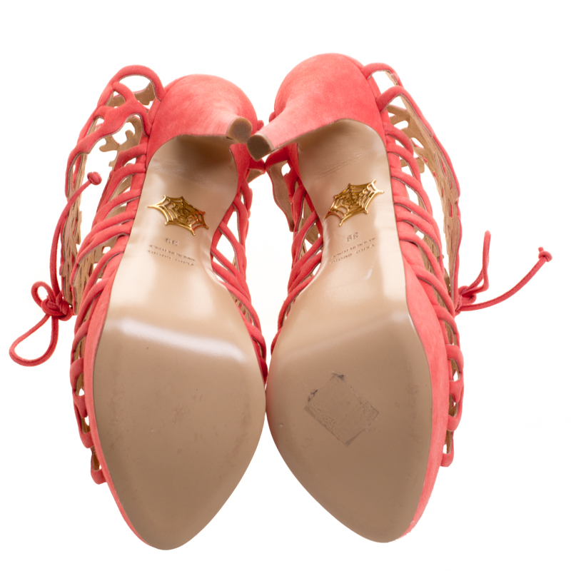 Charlotte Olympia Coral Laser Cut Suede Goodness Gracious Reef Platform Sandals Size 39